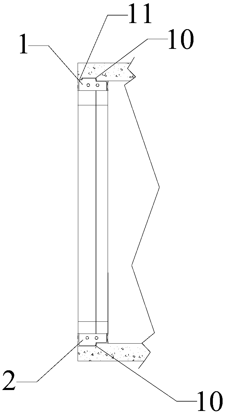 Window tongue-and-groove template with olecranon water drip and construction method of the window tongue-and-groove template