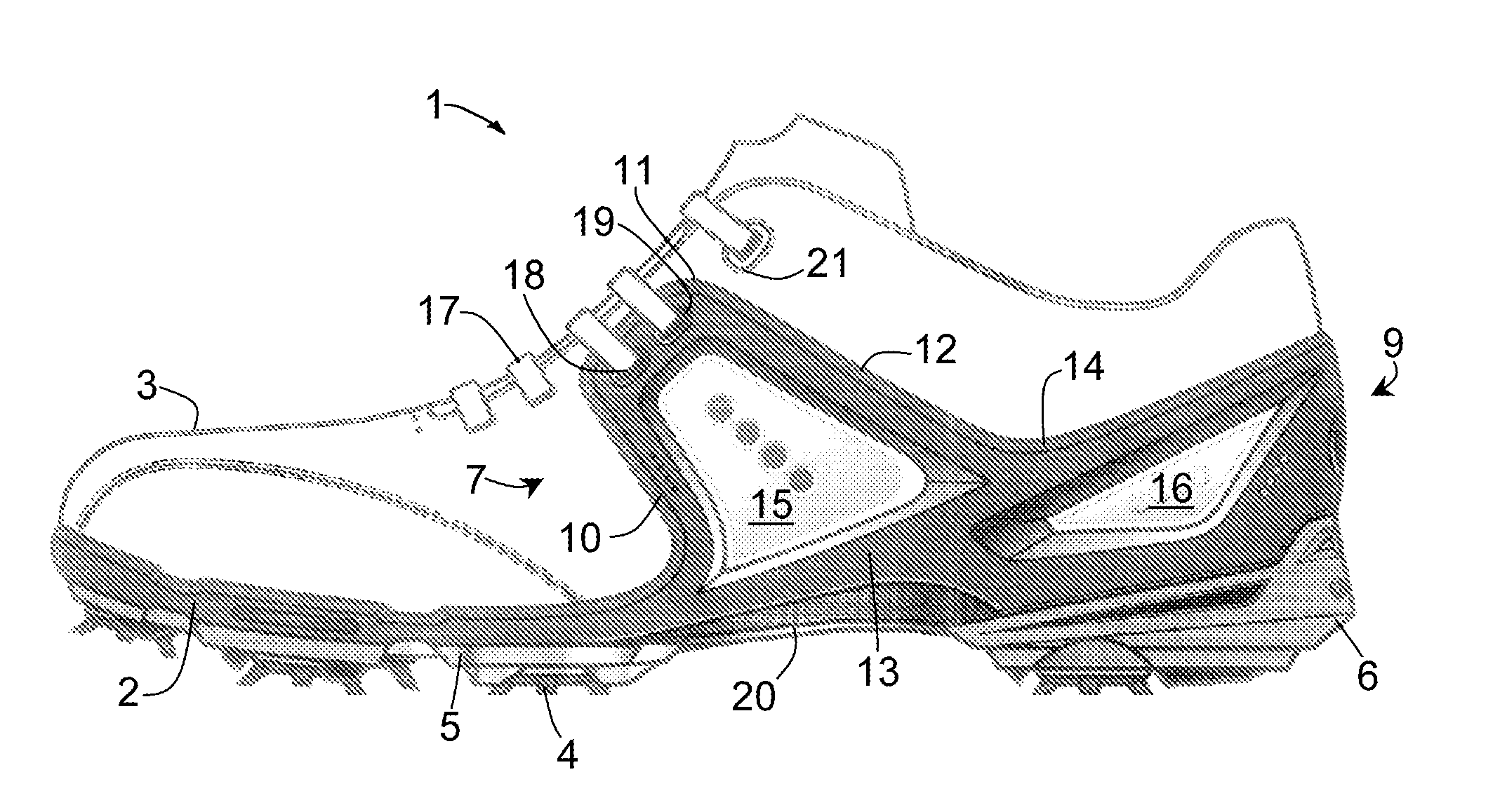 Golf shoe with a stabilizing system
