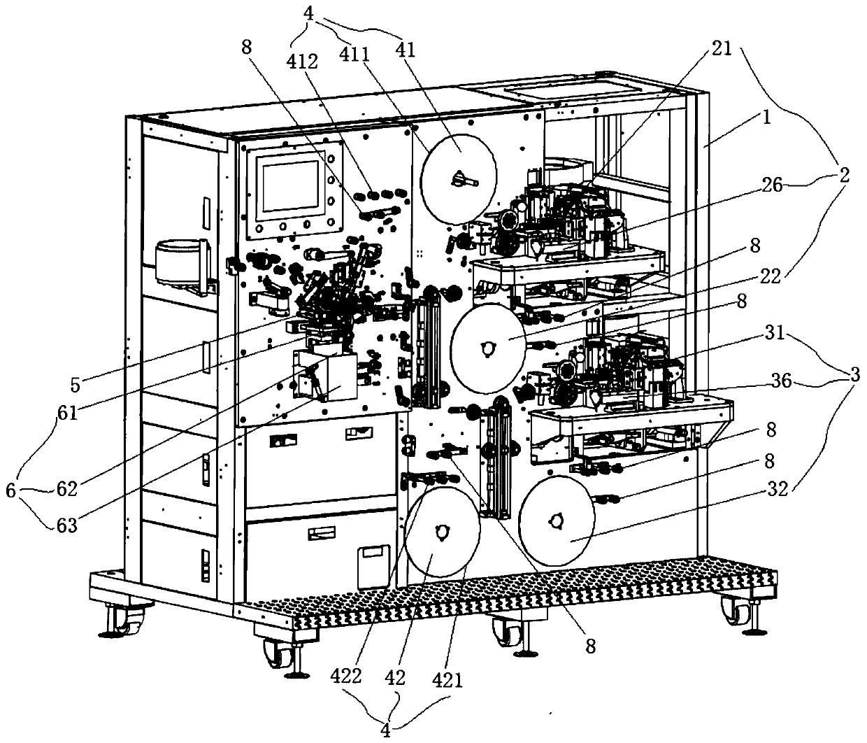 A capacitor nailing and winding device