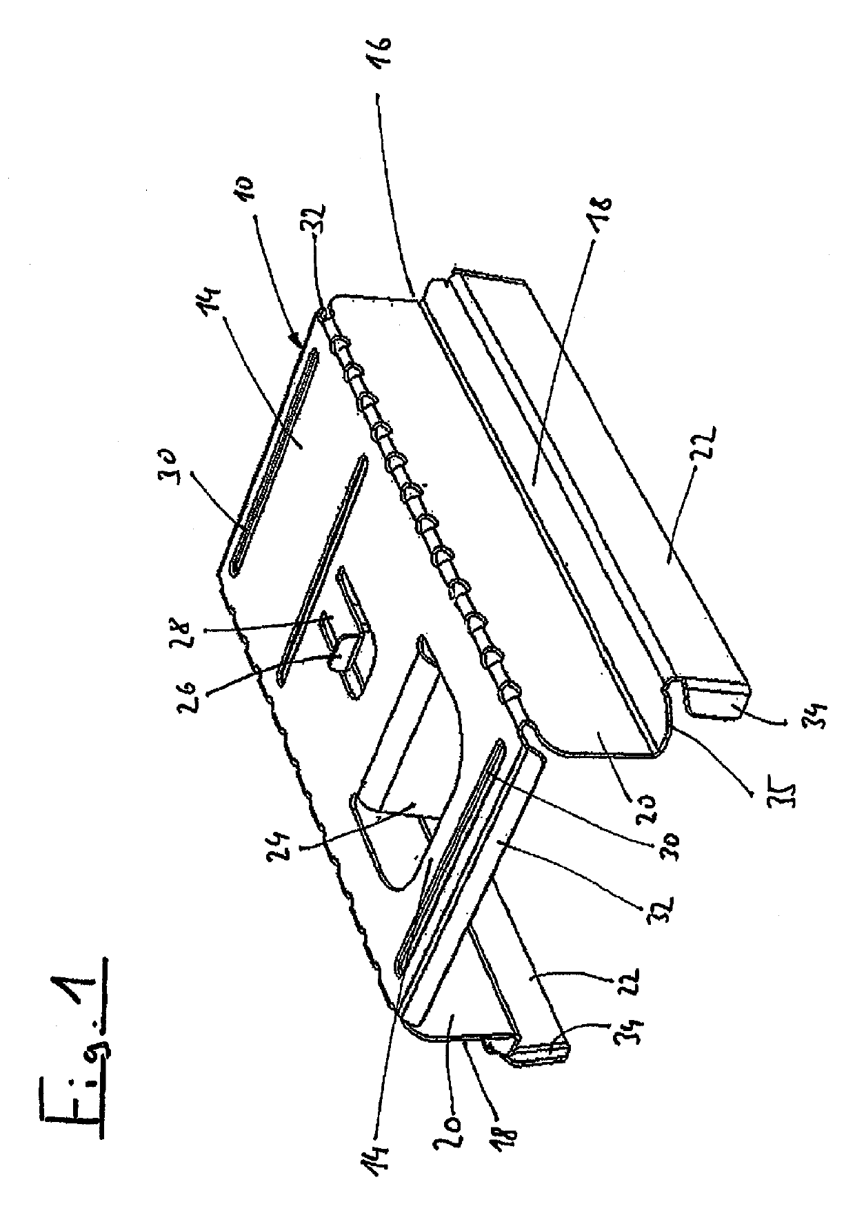 Connecting element with profile rails