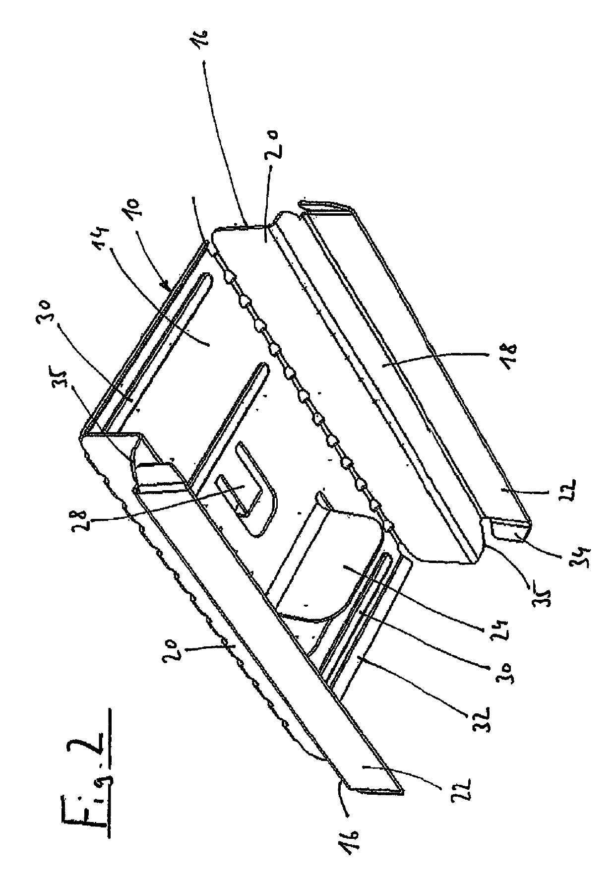 Connecting element with profile rails