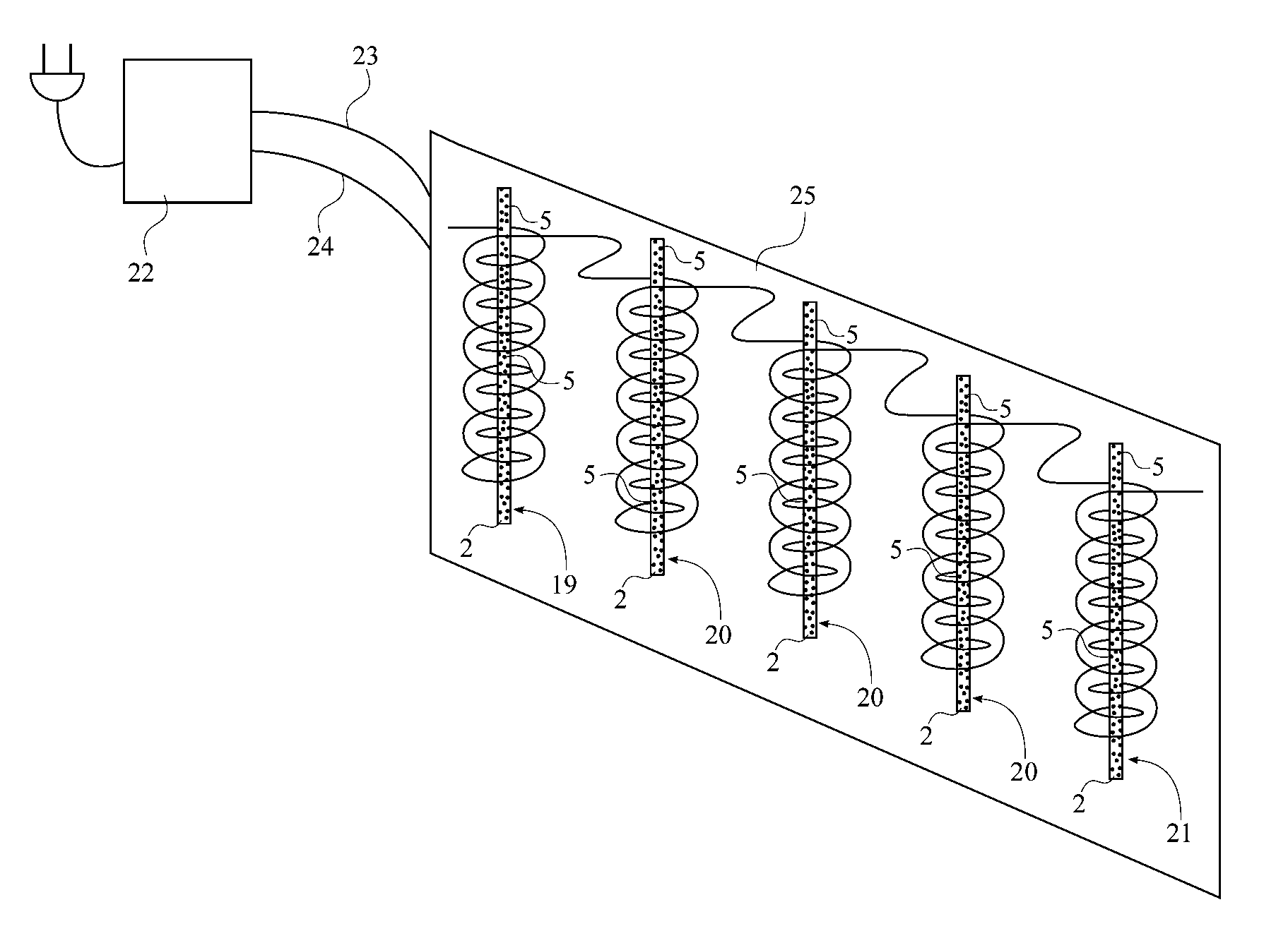 Apparatus for creating a vortex system that intensifies the multiple vibrational magnetic high frequency fields