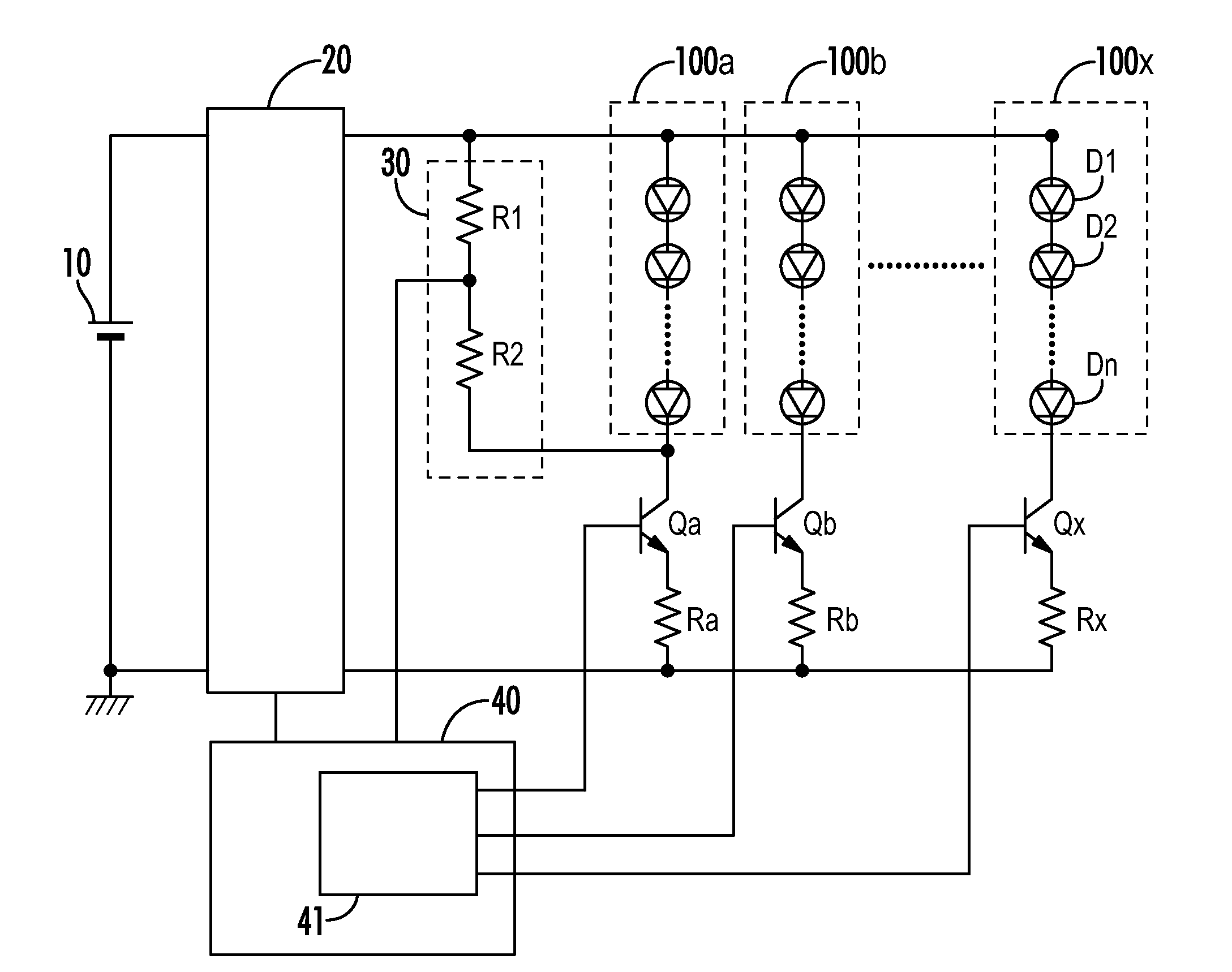LED driver circuit with sequential LED lighting control