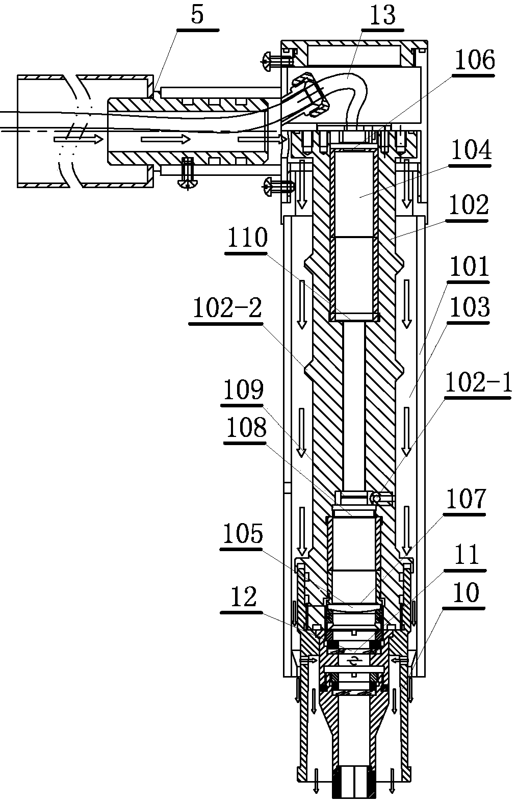 Continuous temperature measuring device for molten steel in steel ladle