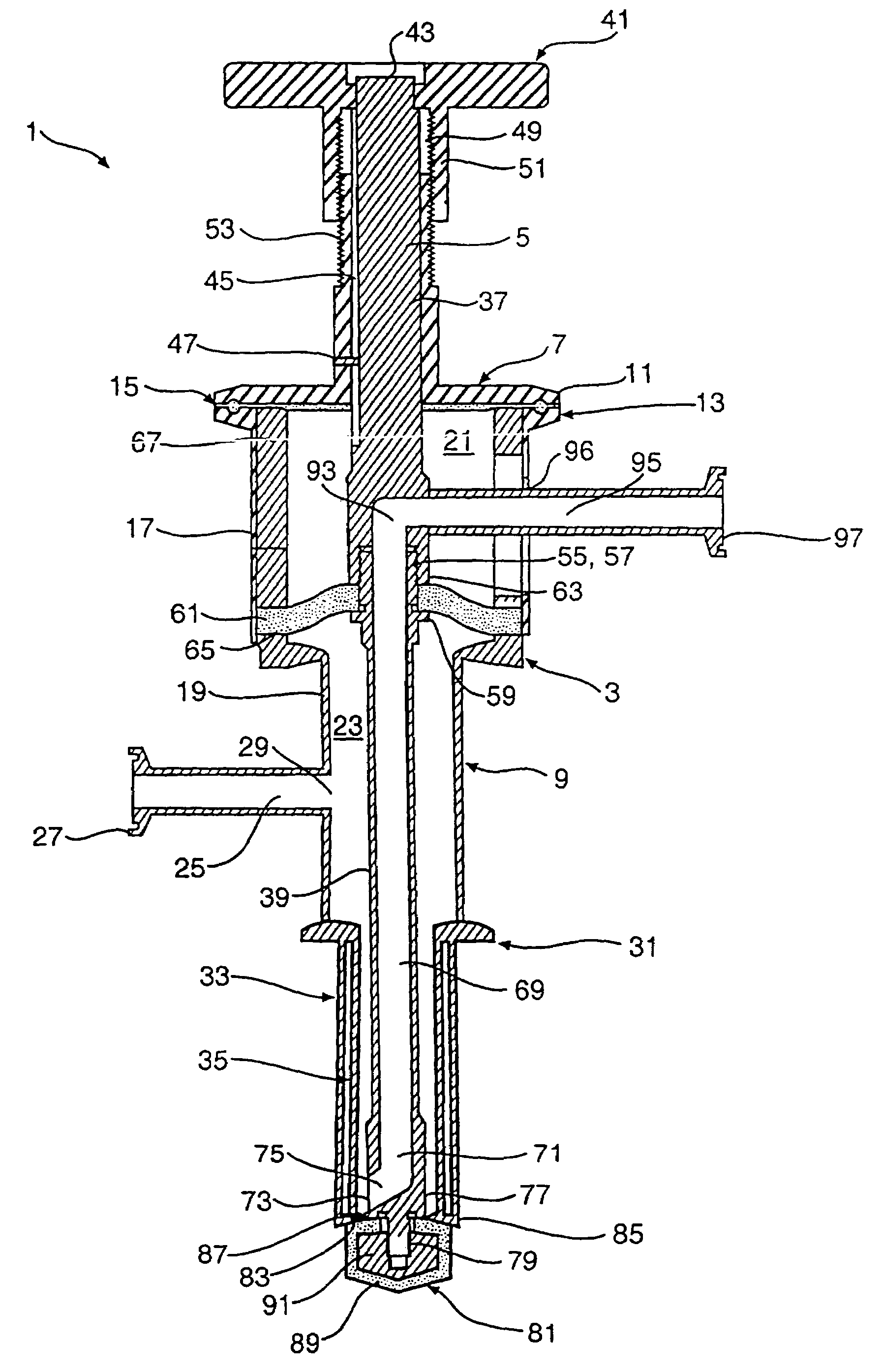 Dip tube valve assembly