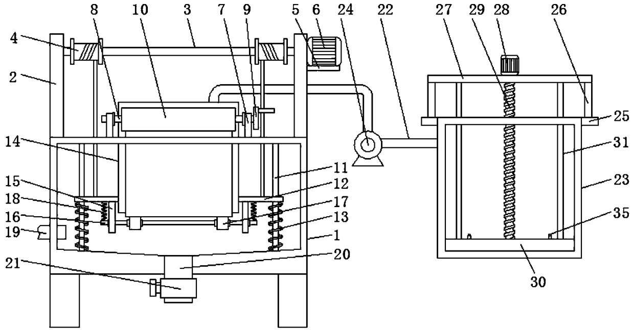 Wastewater filtering and purifying treatment device