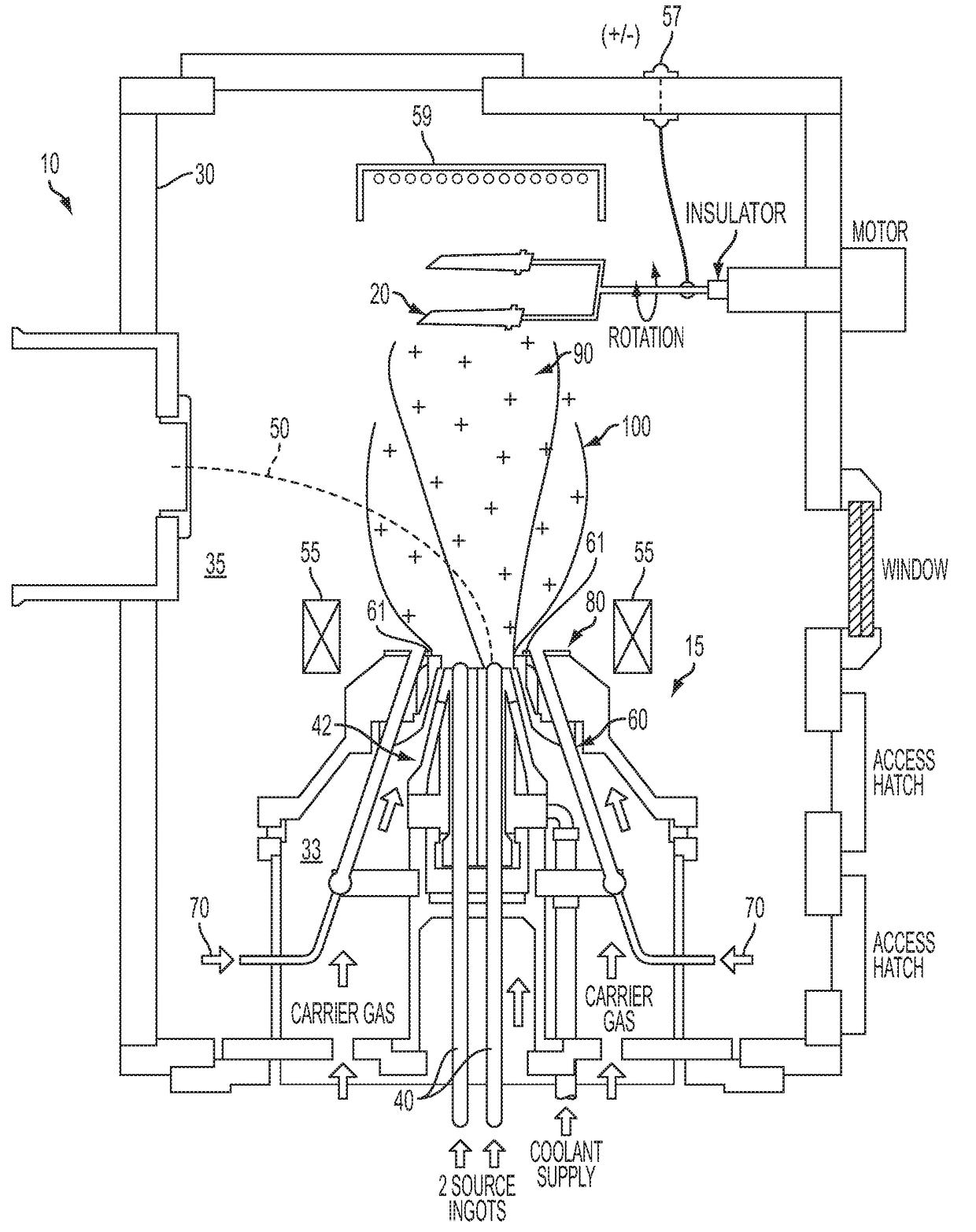 Coaxial Hollow Cathode Plasma Assisted Directed Vapor Deposition and Related Method Thereof