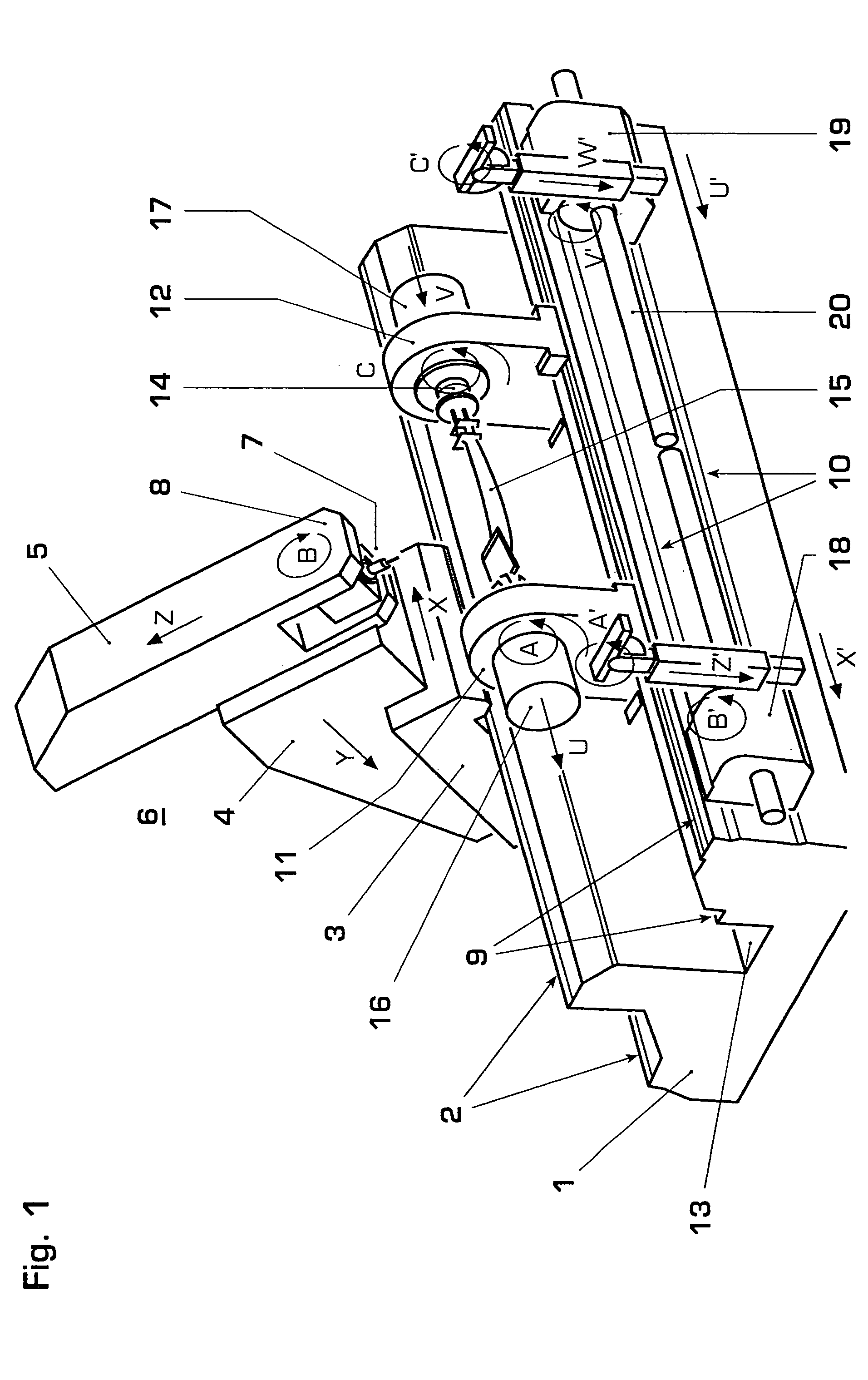 Method and apparatus for machining a blank from all directions in a machine tool or milling machine