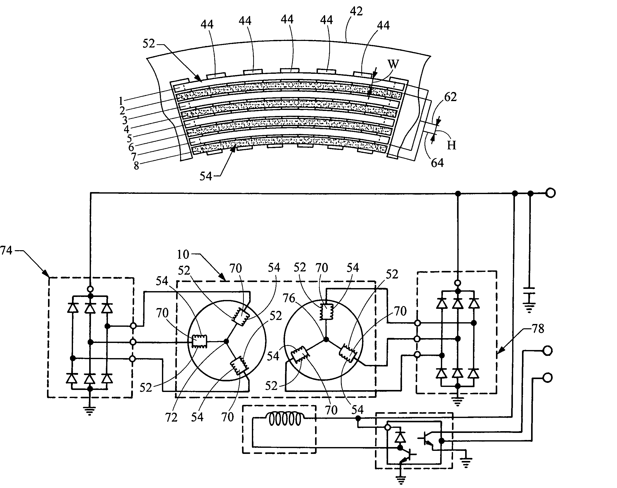 Electrical machine having a stator winding with a plurality of filars