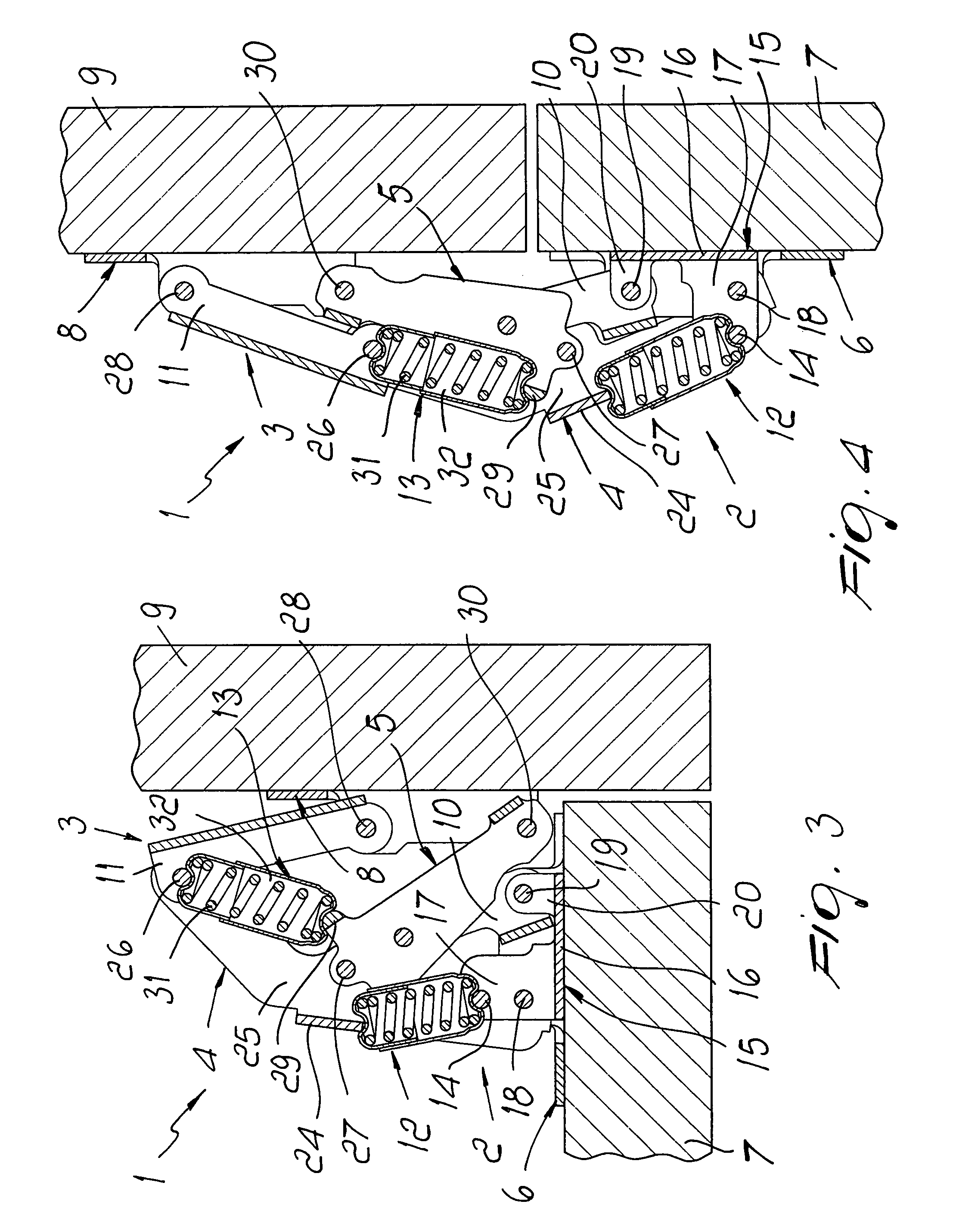 Snap hinge for supporting a closure element