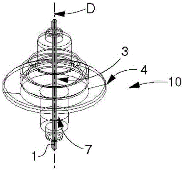 Pivoting train arbor of a timepiece