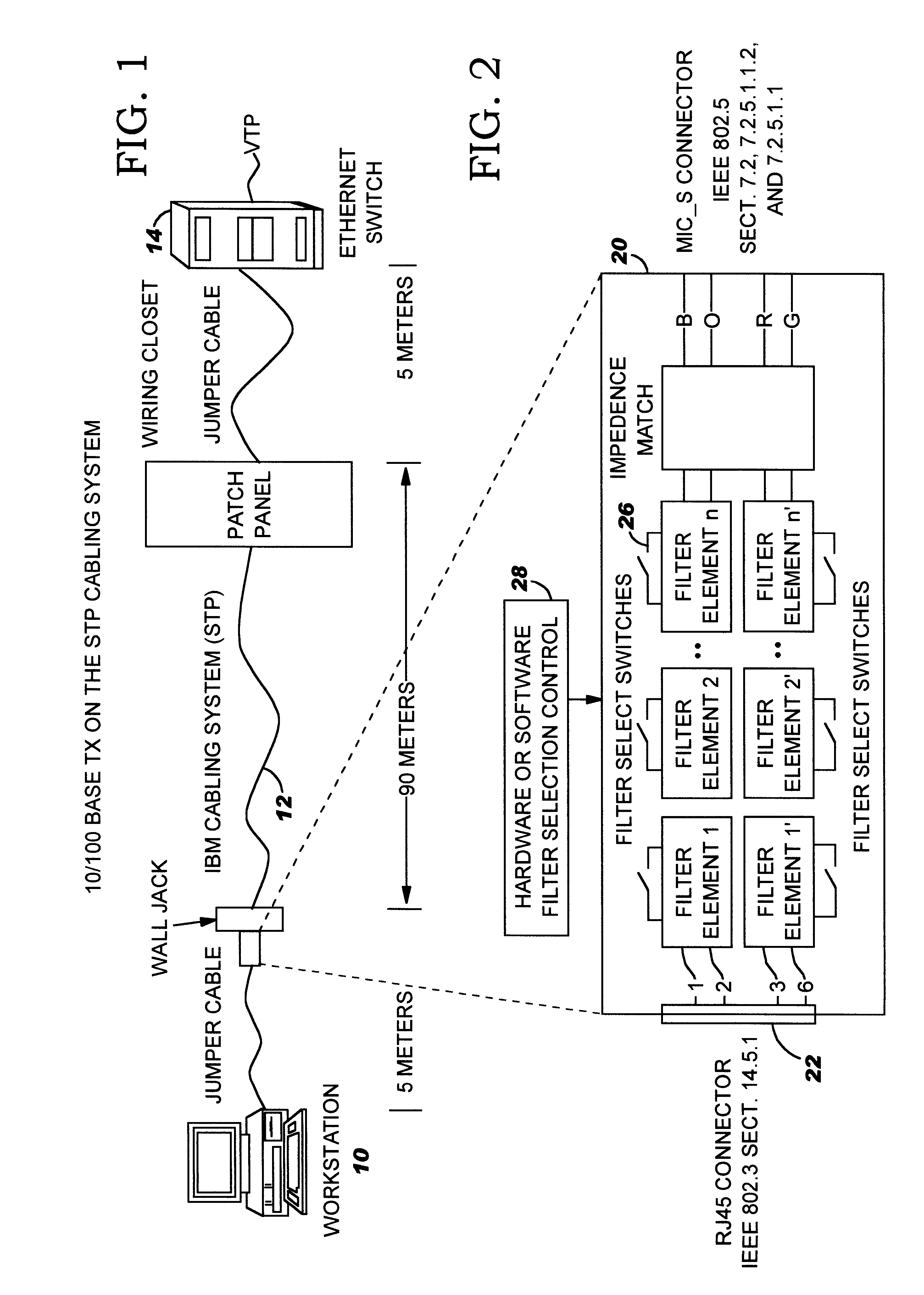 Adaptive interface apparatus and method for data terminal elements in a communication network transmitting and receiving ethernet over a shielded twisted pair cabling system