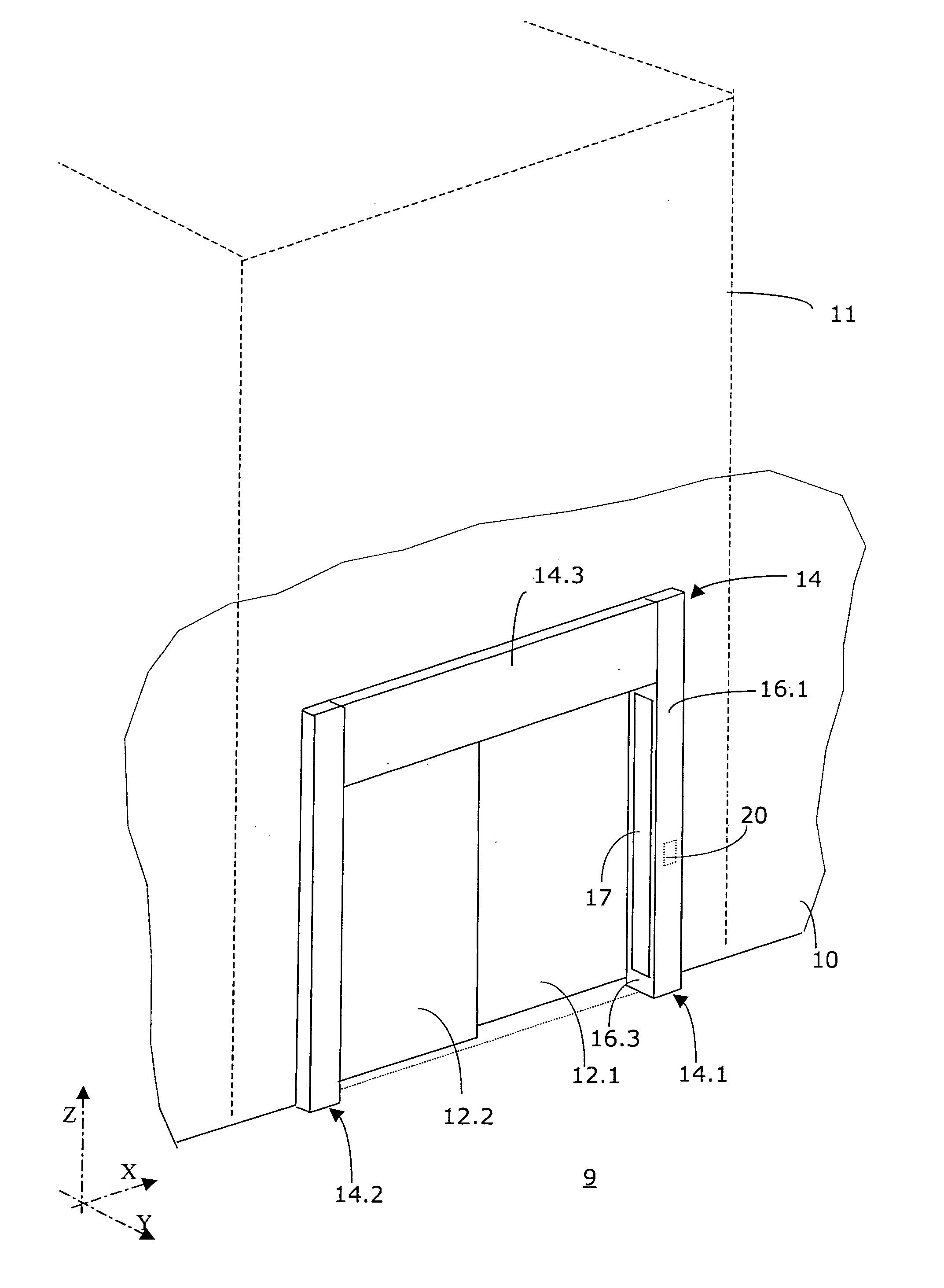 Door frame of a shaft door with a control arrangement for an elevator shaft and method for access to a control unit