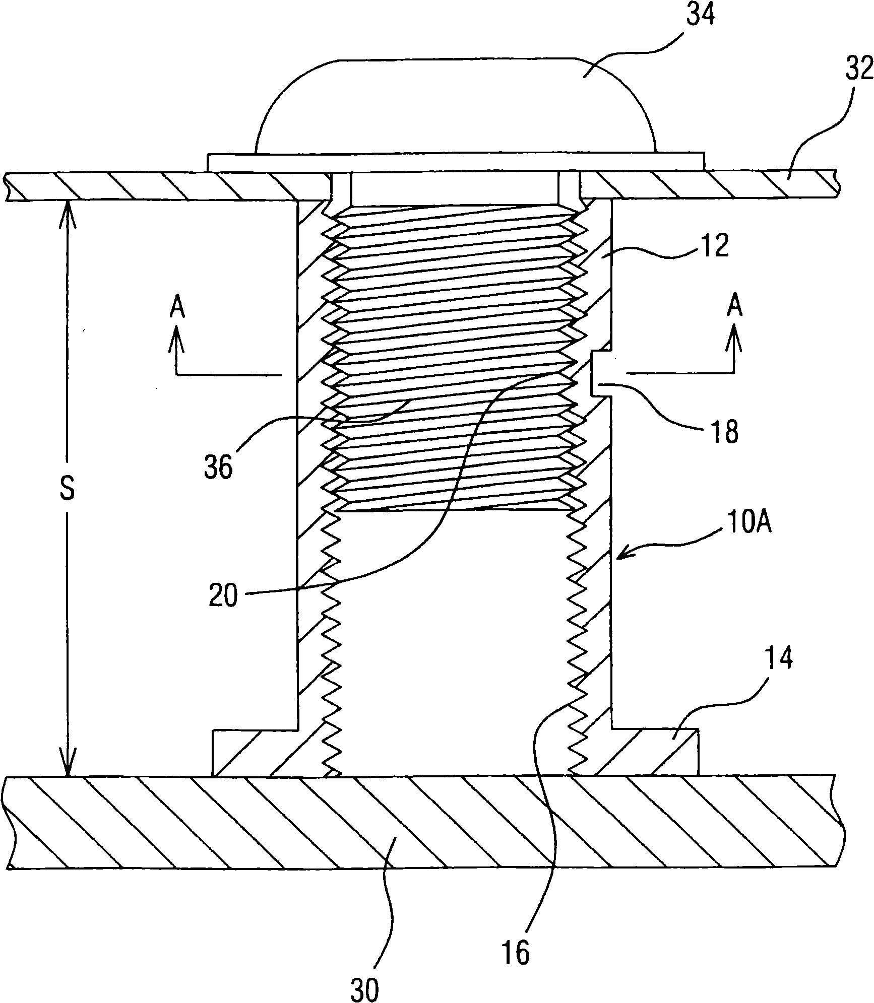 Slack preventive fastener for screw tool, and method and device for manufacturing the same