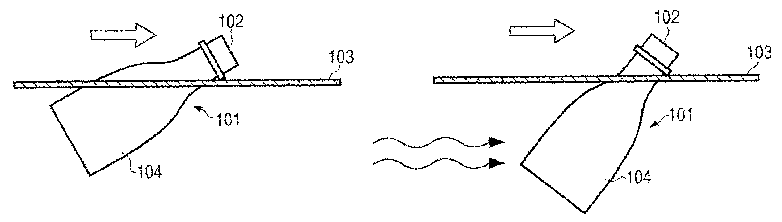 Air conveyor with a device for orienting bottles vertically