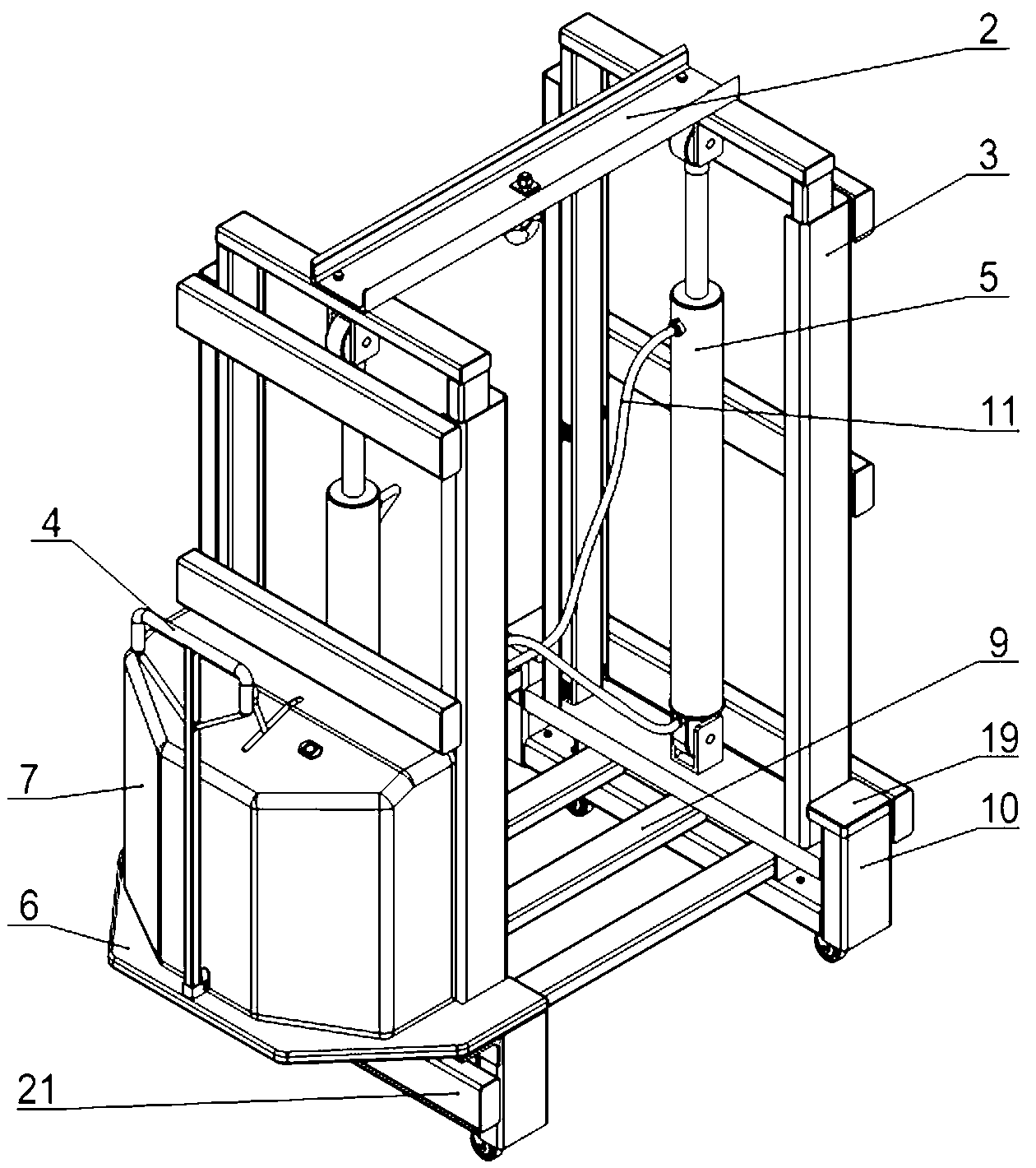 Hydraulic loading, unloading and moving device