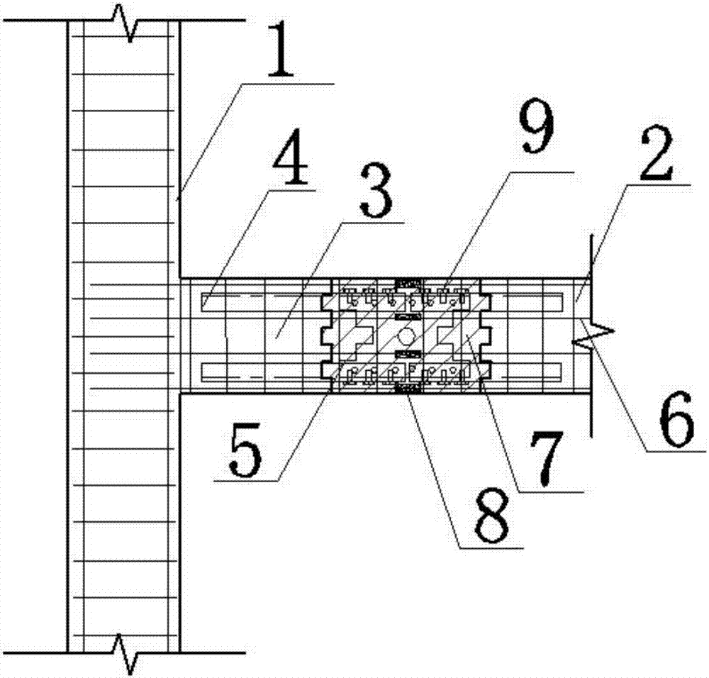 Assembled active beam node of built-in X-shaped low-yield-point type steel connecting piece