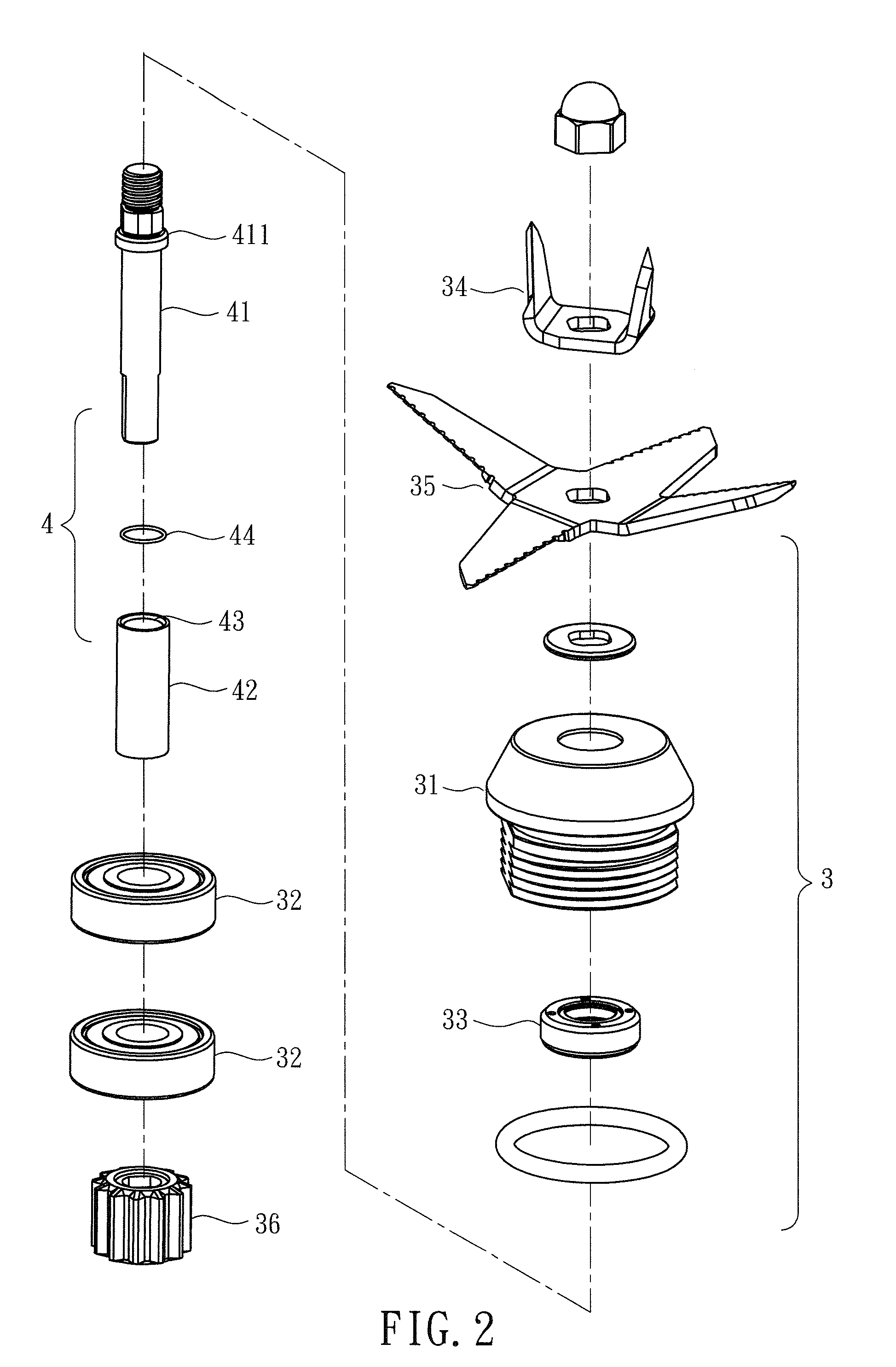 Blenderblade assembly and shaft assembly thereof