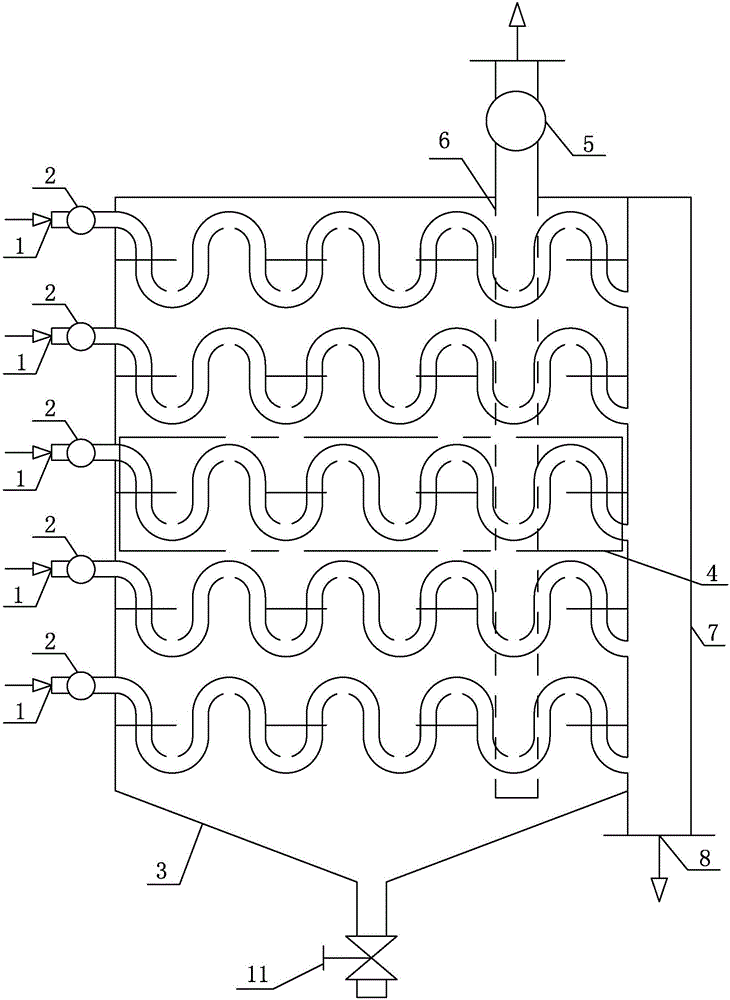 Bend secondary flow net type or film type liquid purifier