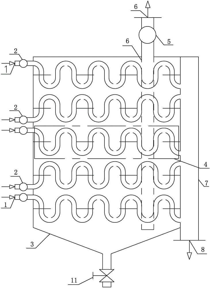 Bend secondary flow net type or film type liquid purifier
