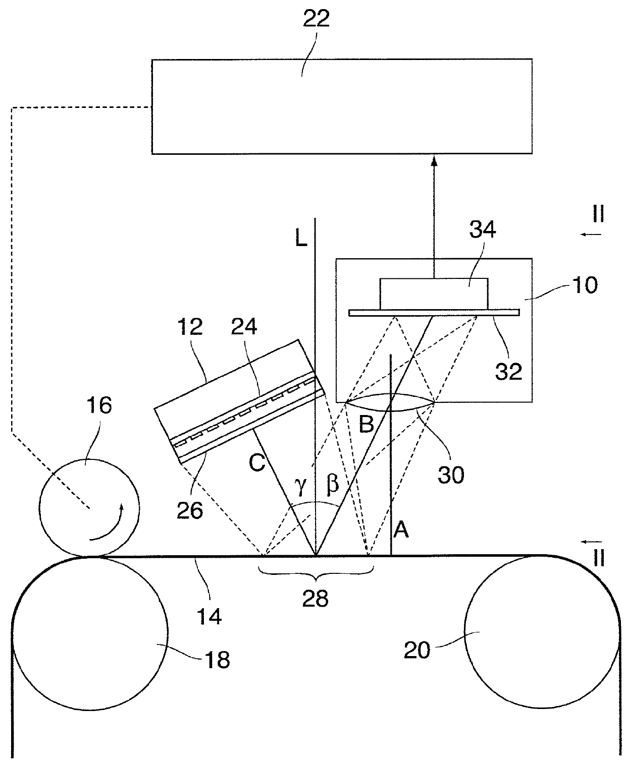 Arrangement for capturing an image of a printing substrate web