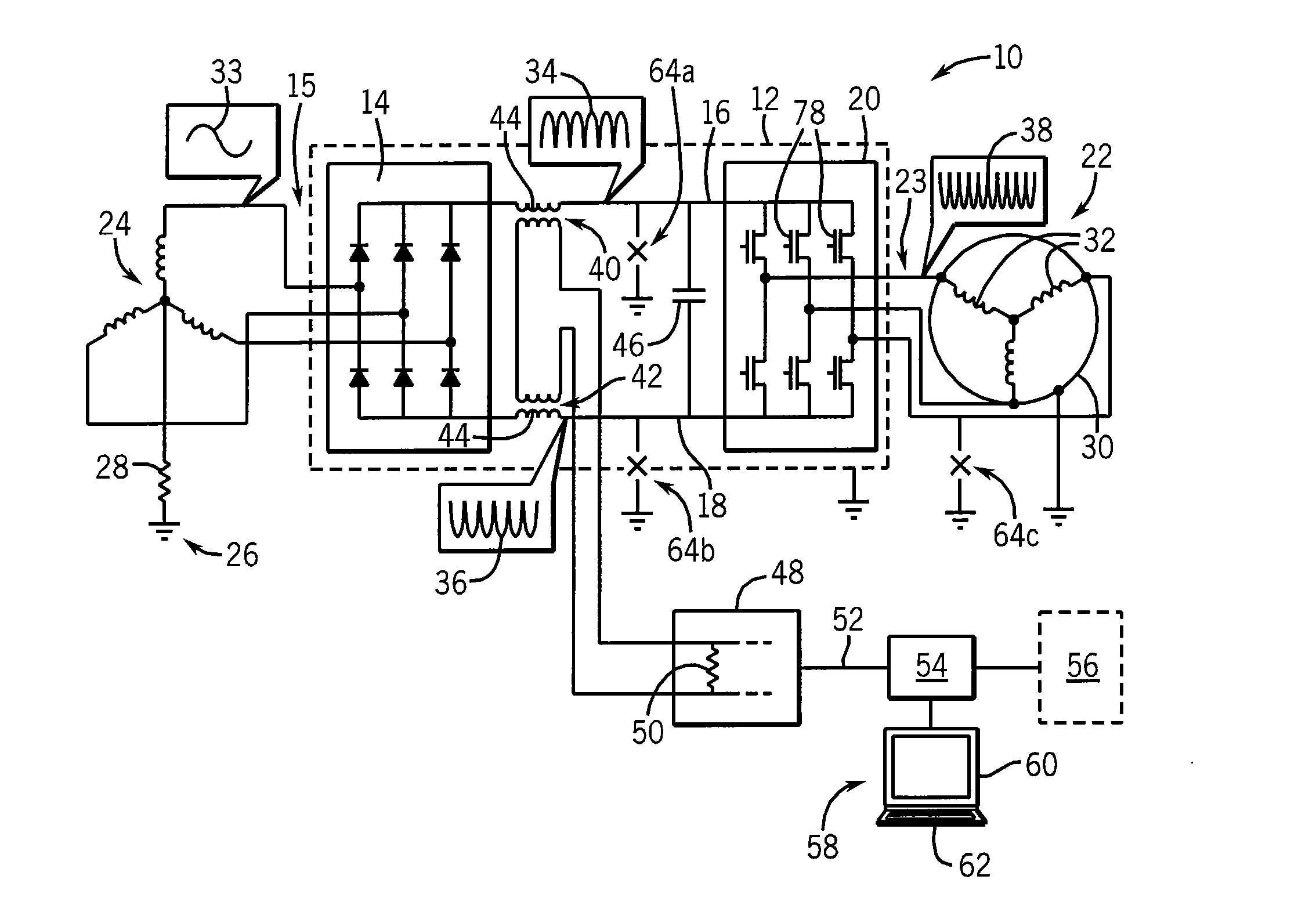 Ground Fault Detection and Location System and Method for Motor Drives