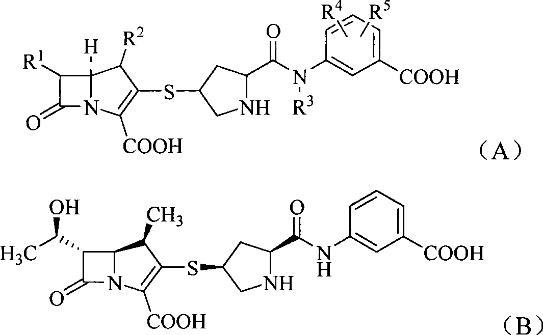 Carbapenem antibiotic containing sulfhydryl piperidine