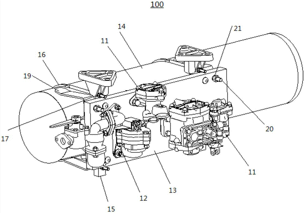 Connecting structure and system of integrated brake device for railway vehicle