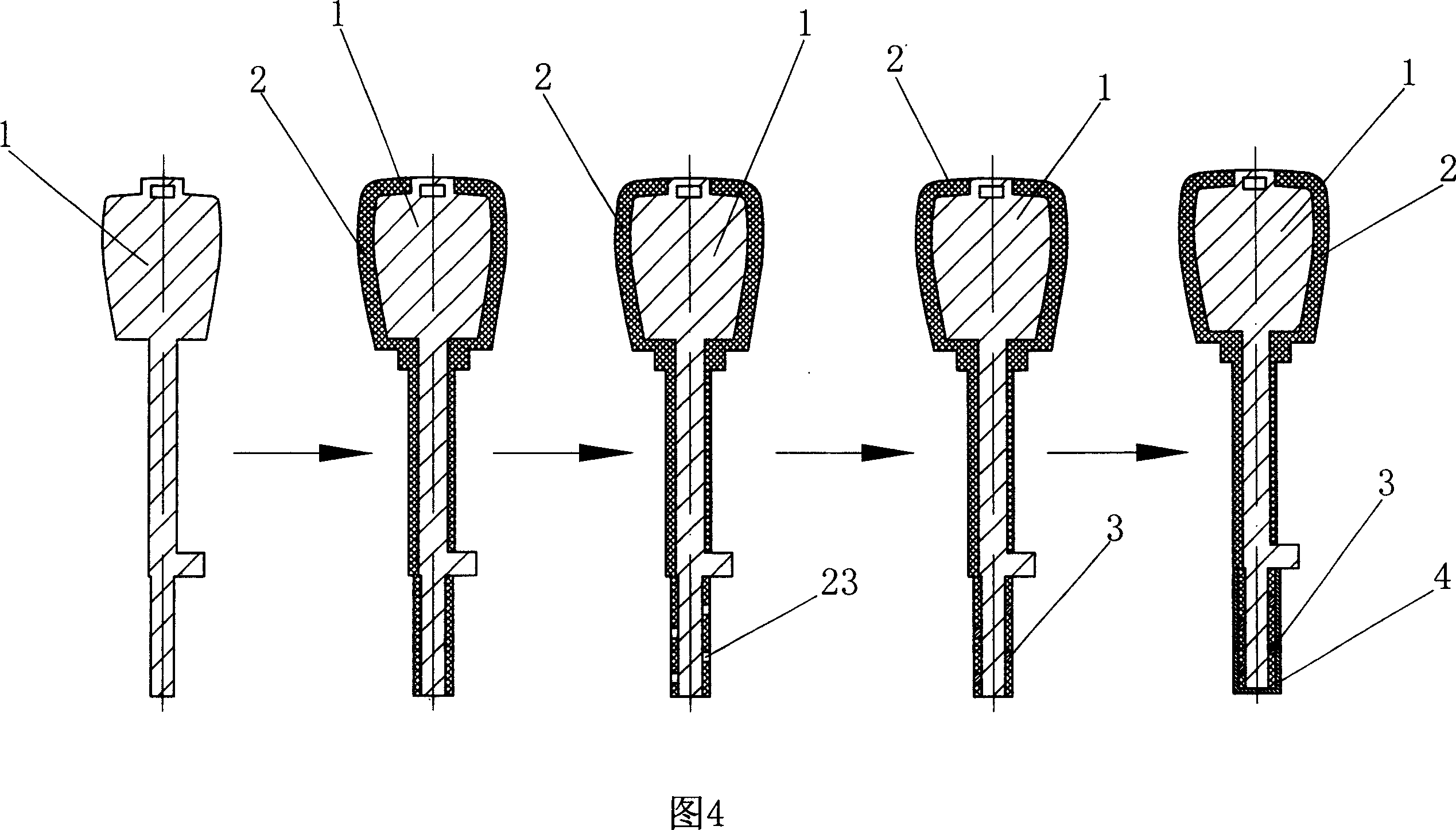 Key of magnetic lock and process for preparing same