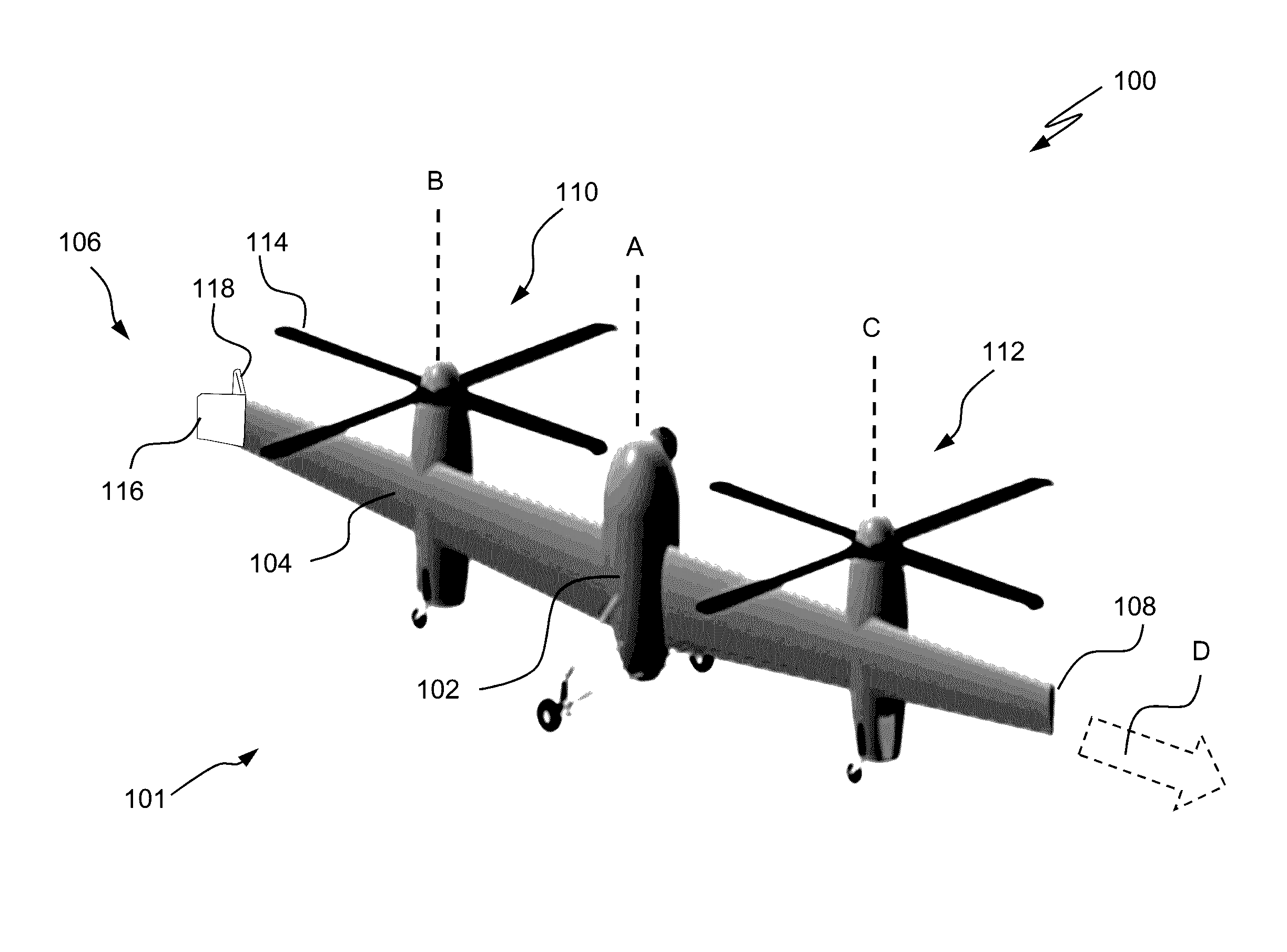 Vertical take-off and landing drag rudder