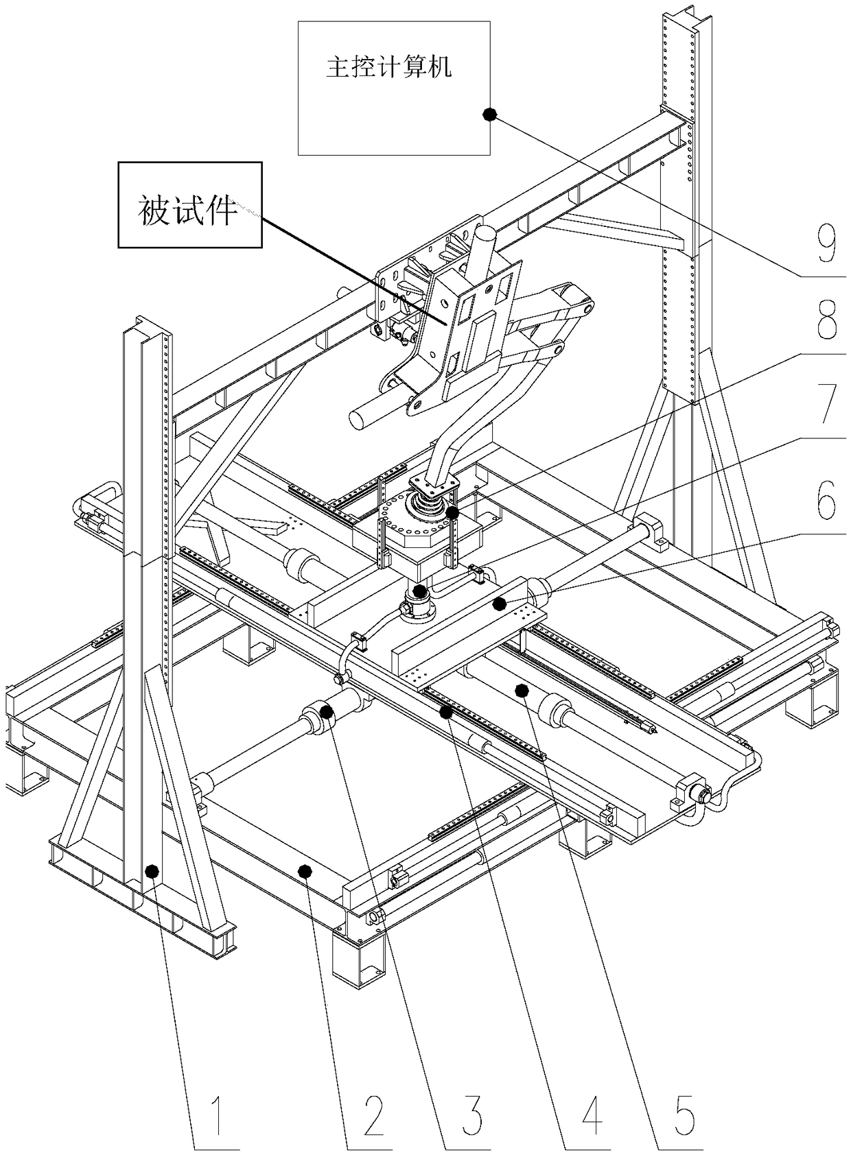 Multi-stage three-degree-of-freedom test bench for single leg of robot foot