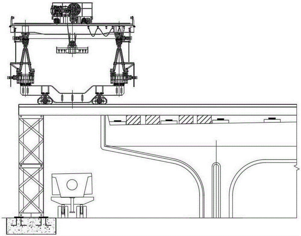 Method for erecting precast beam of super-wide bridge deck at narrow space by using high-low leg gantry crane