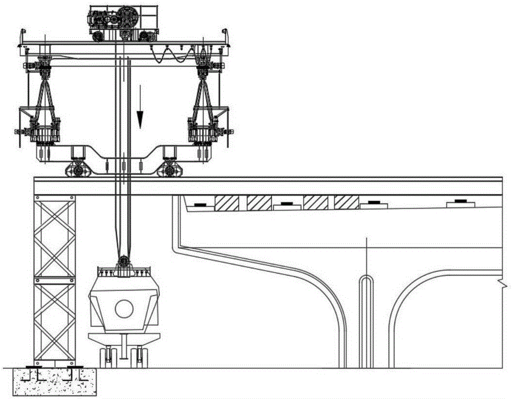 Method for erecting precast beam of super-wide bridge deck at narrow space by using high-low leg gantry crane
