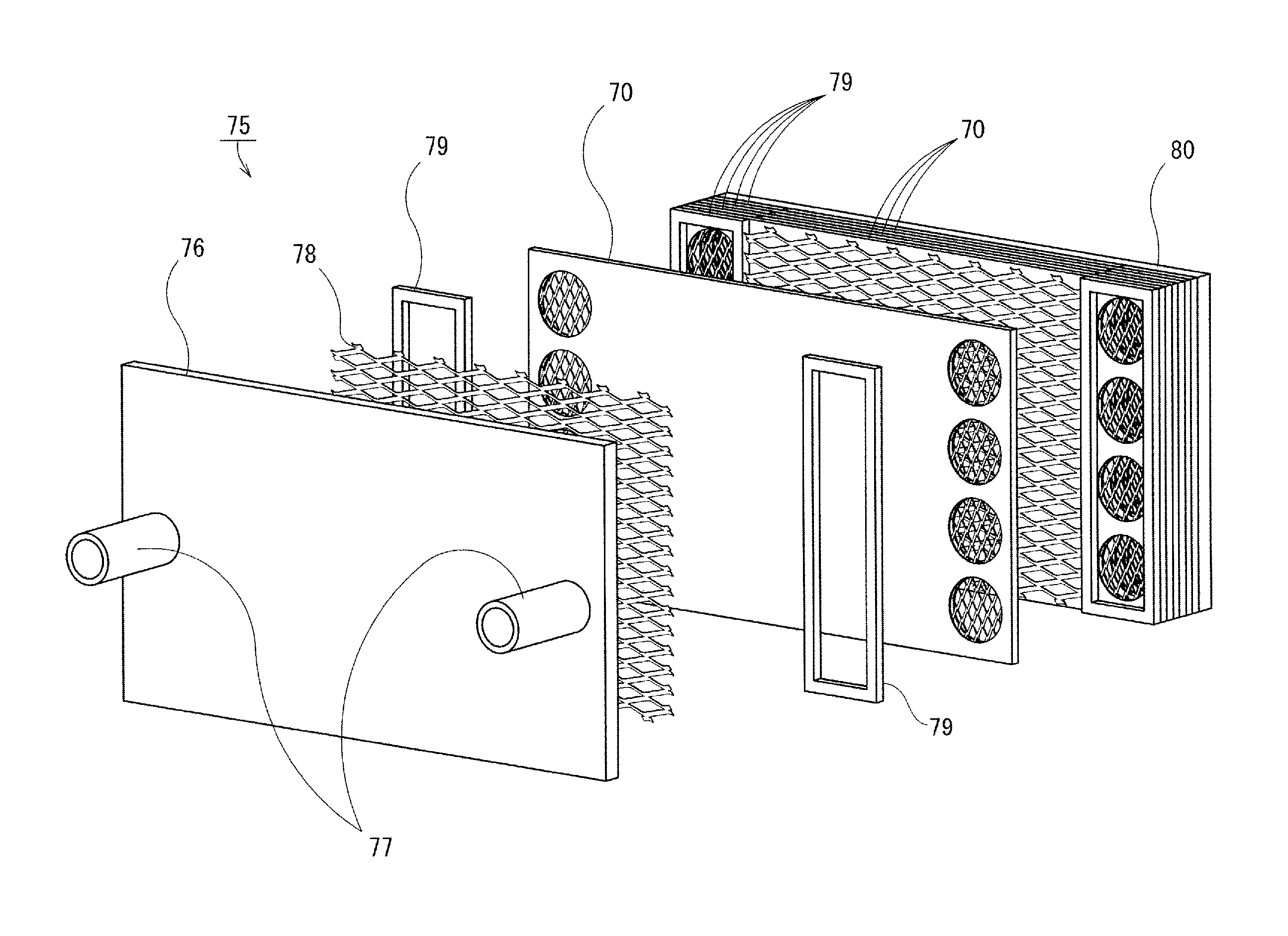 Method for improving fluid flow characteristics, heat exchanger, distillation apparatus and deodorizing apparatus with the same applied thereto, and expanded metal used for the same