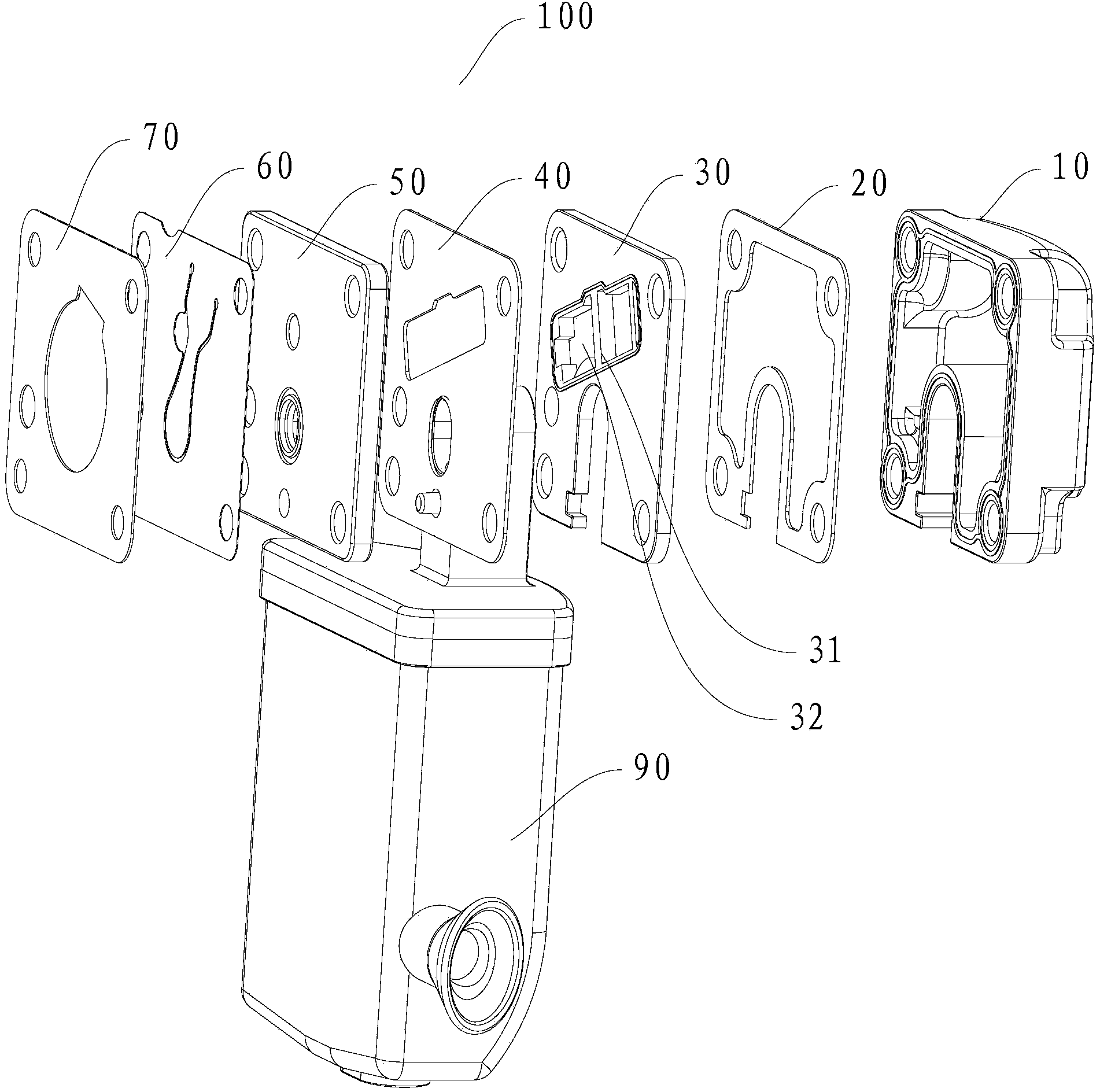 Cylinder head component and compressor with same