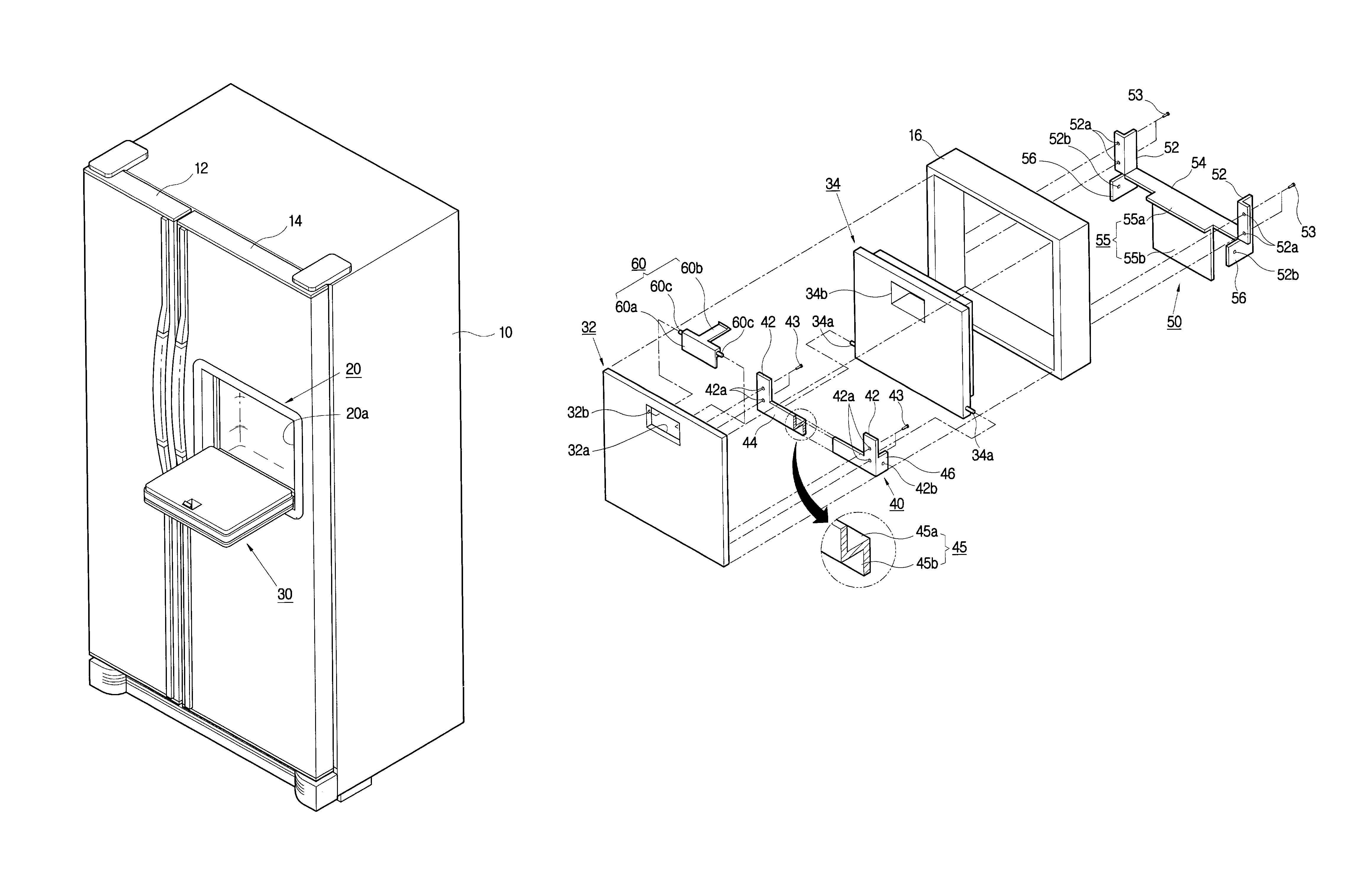 Refrigerator home bar unit door