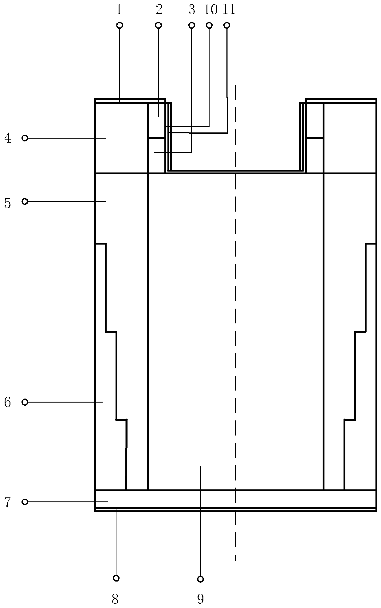 A vertical double-diffused metal-oxide-semiconductor field-effect transistor with a stepped high-k dielectric layer and a wide bandgap semiconductor