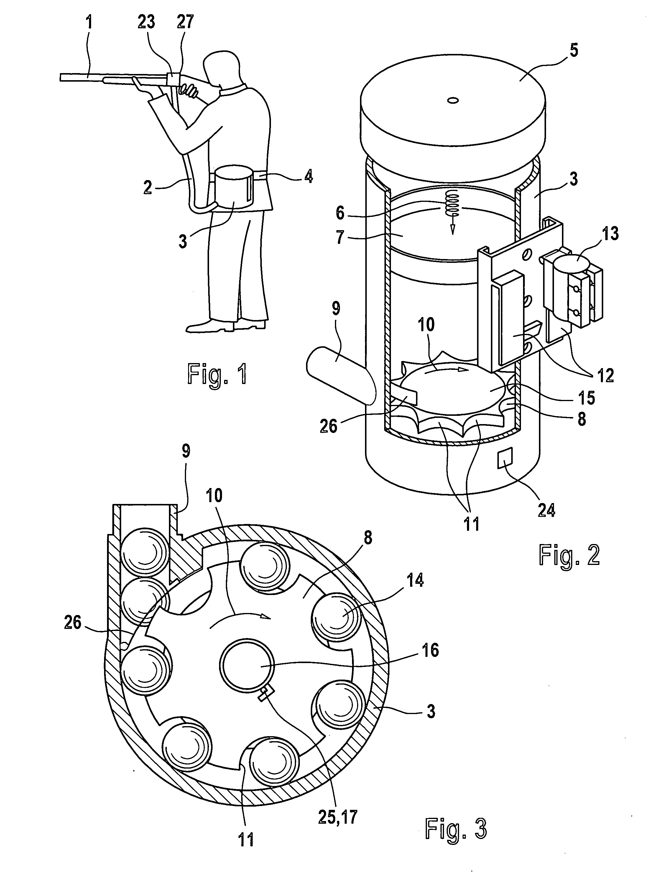 Device for storing projectile balls and feeding them into the projectile chamber of a gun