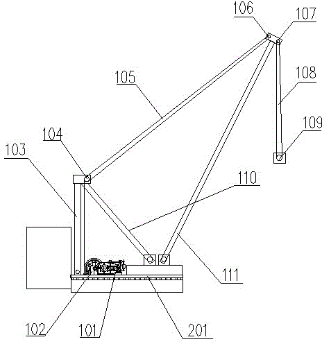 Assembly type buoy-powered mast-combined crane device and hoisting method thereof