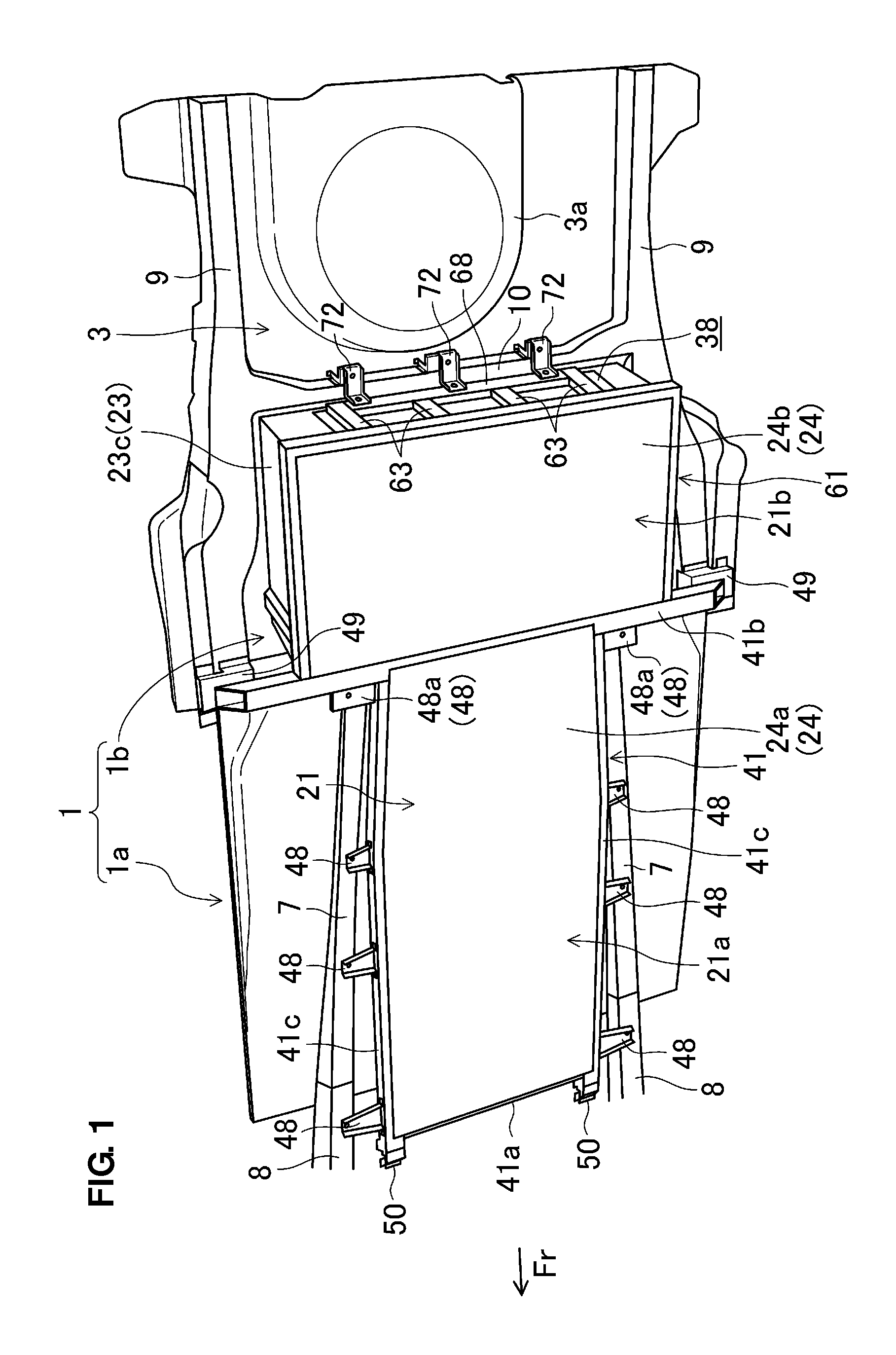 Battery mounting structure of electromotive vehicle