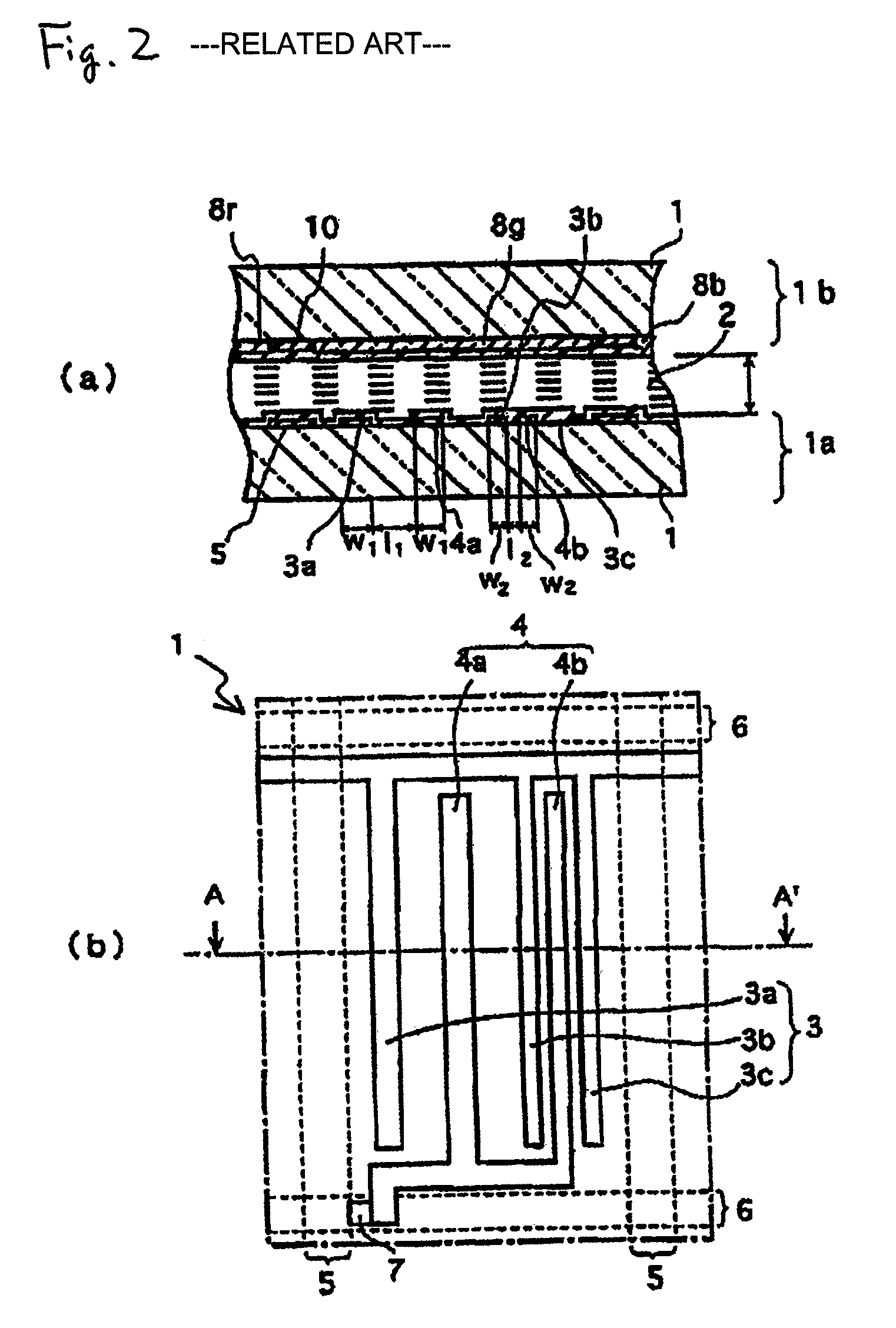 Liquid crystal display device comprising periodically changed permutations of at least two types of electrode-pattern pairs