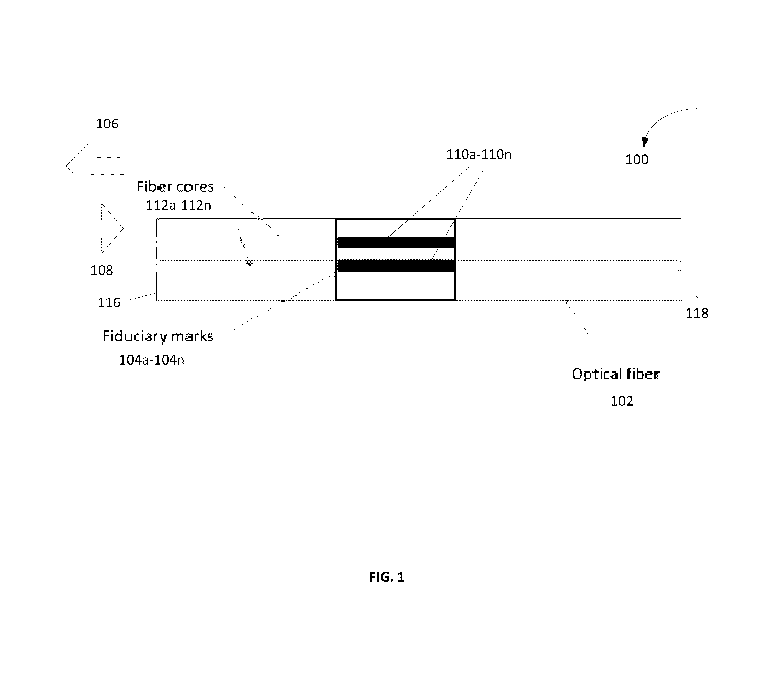 Optical sensor having fiduciary marks detected by Rayleigh scattered light