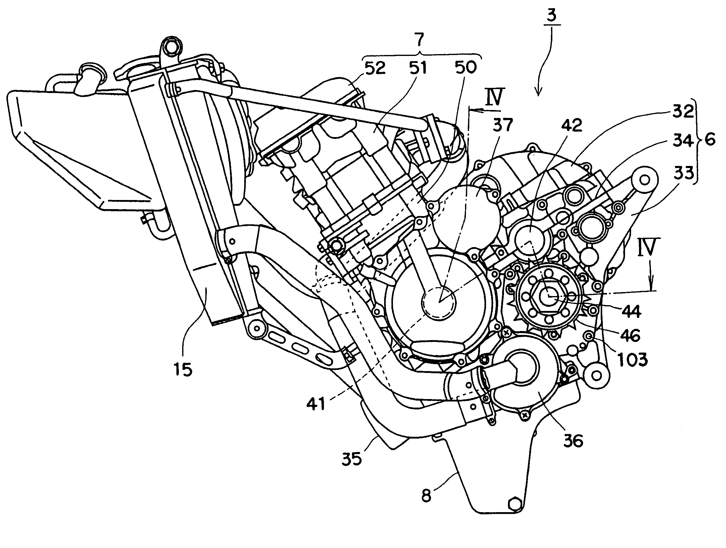Motorcycle engine and assembling method thereof