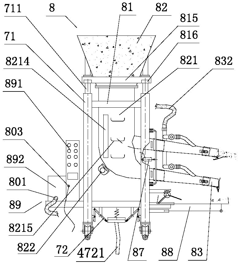 Feeding machine equipped with air pressure column and elevating control mechanism