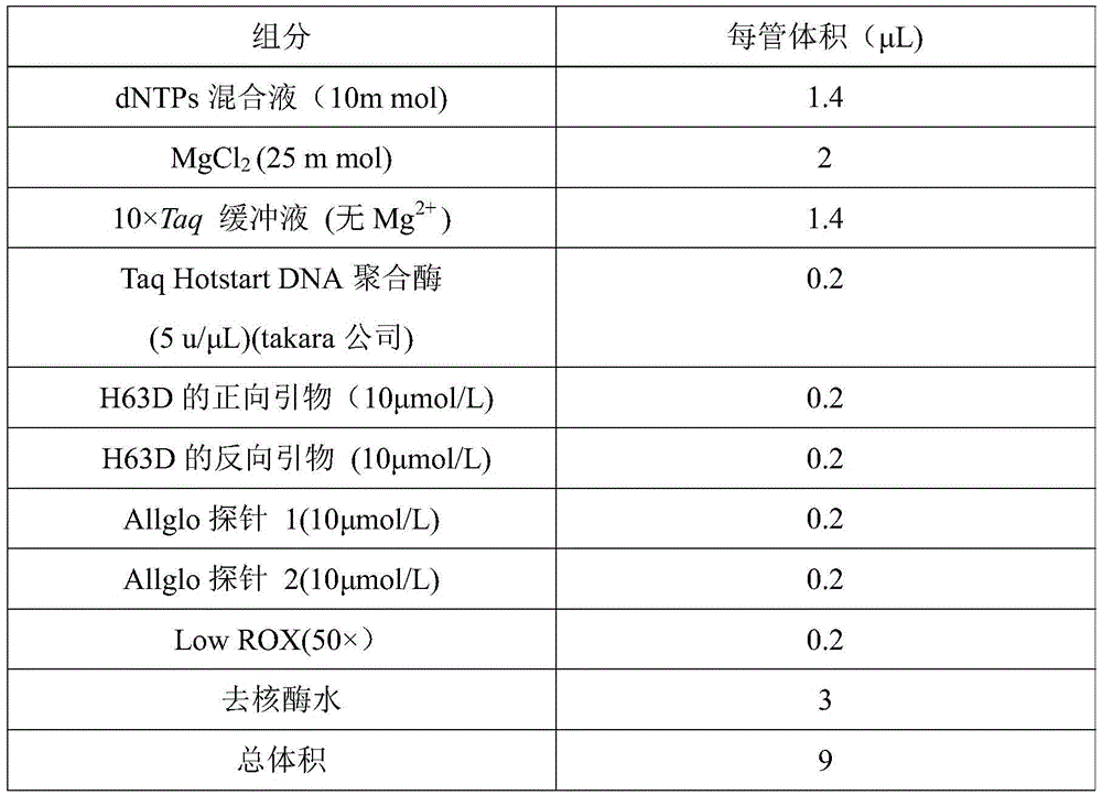 H63D detection classification reagent kit based on AllGlo probe and classification method thereof
