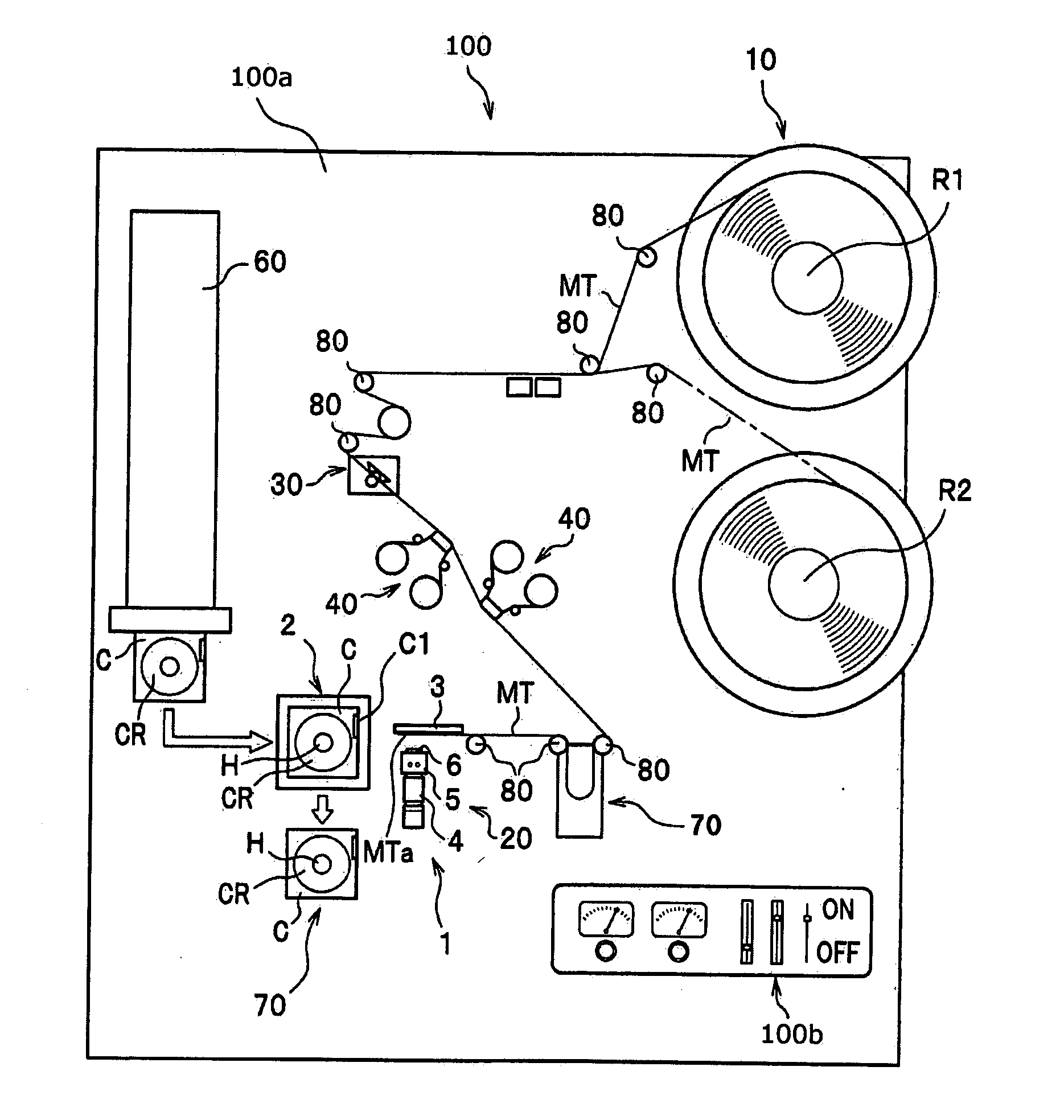 Method of and apparatus for sticking tape on reel hub and method of and apparatus for winding tape on tape reel in tape cartridge
