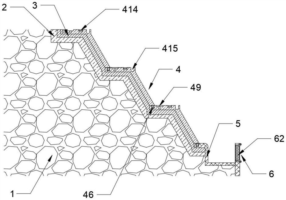 Rock slope protection structure and construction method