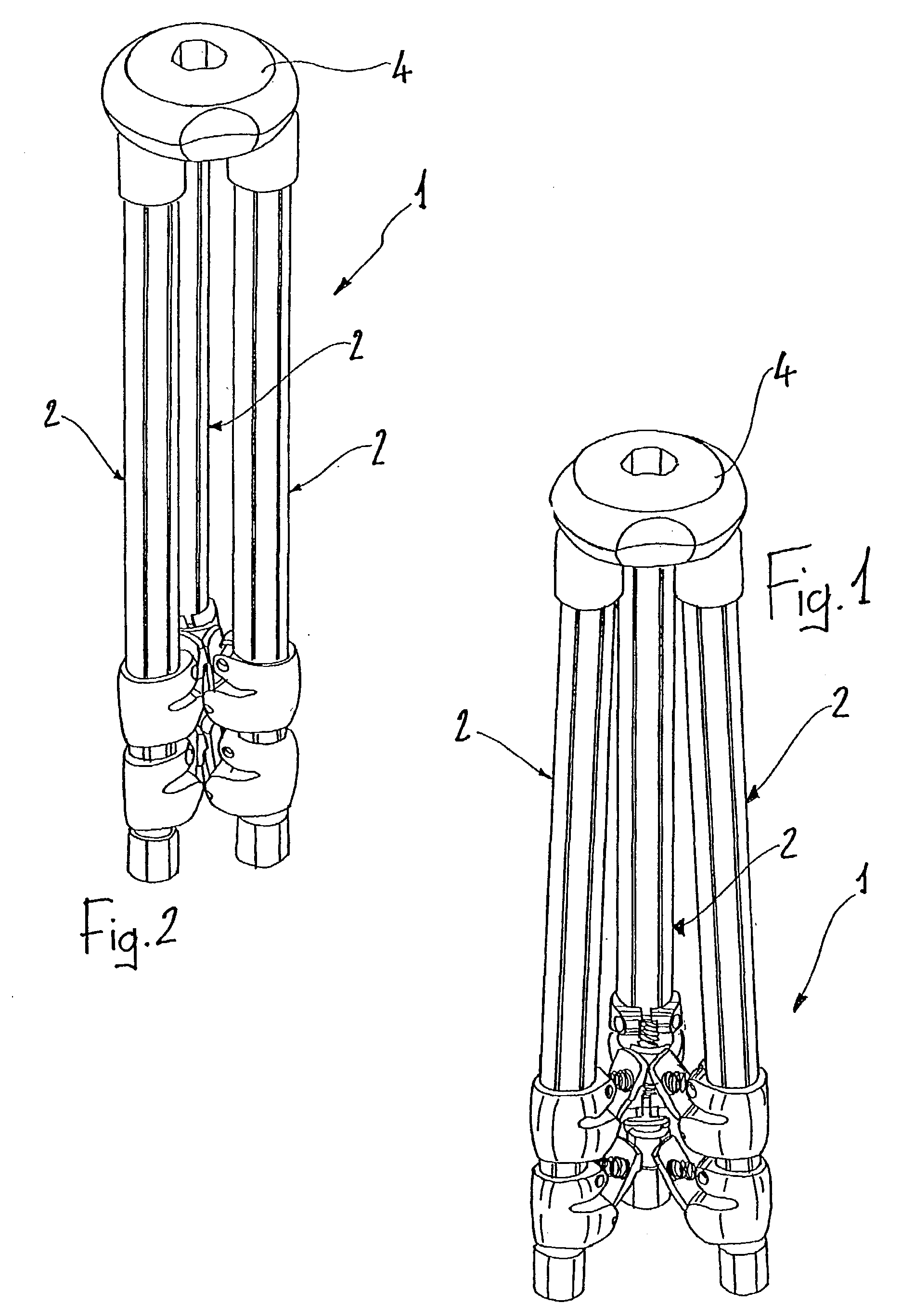 Telescopic stand for optical or photographic apparatus and the like