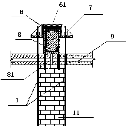 Vertical un-bonded prestressed anti-seismic strengthening structure of masonry building
