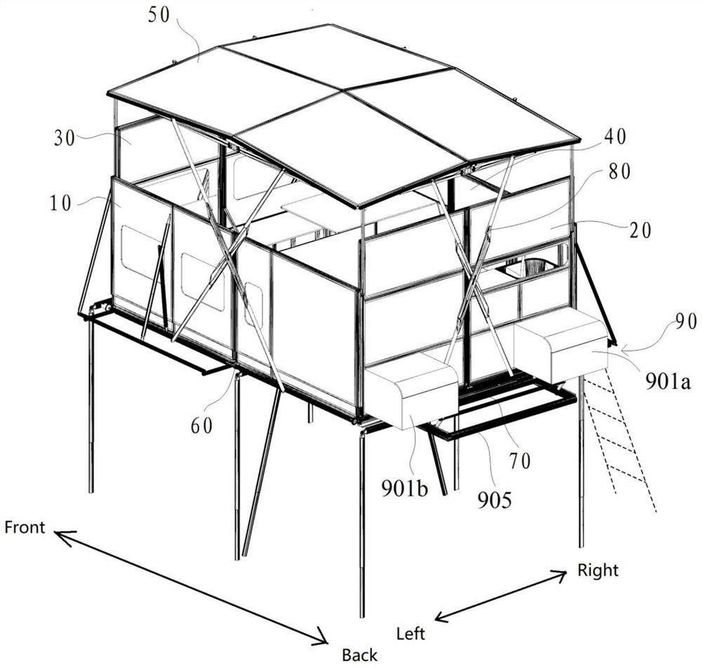 Facility composition capable of containing vehicle-mounted house